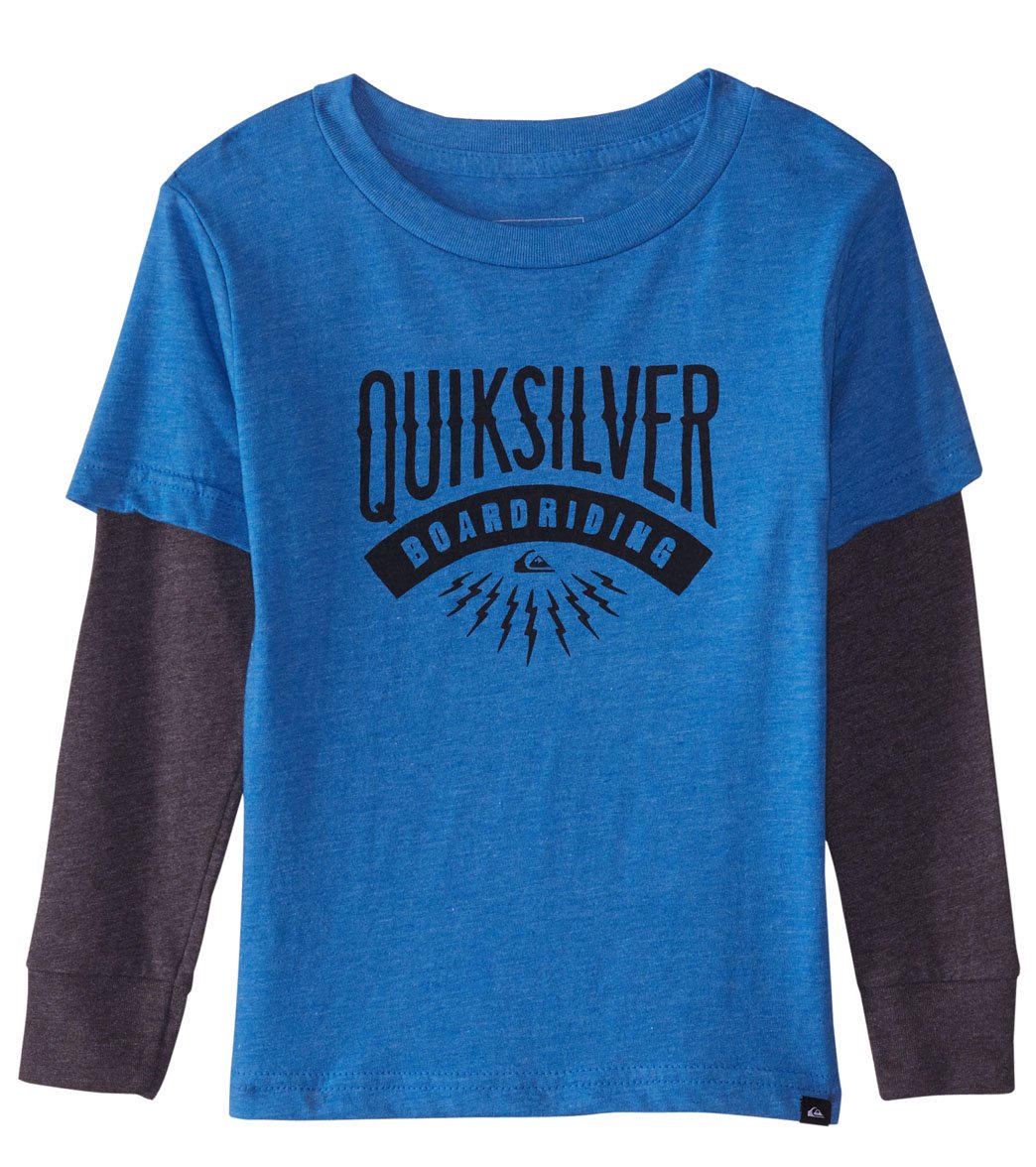 Quiksilver Boys' Sunset Co. Long Sleeve Tee Shirt - Turkish Sea Heather 2 Cotton/Polyester - Swimoutlet.com