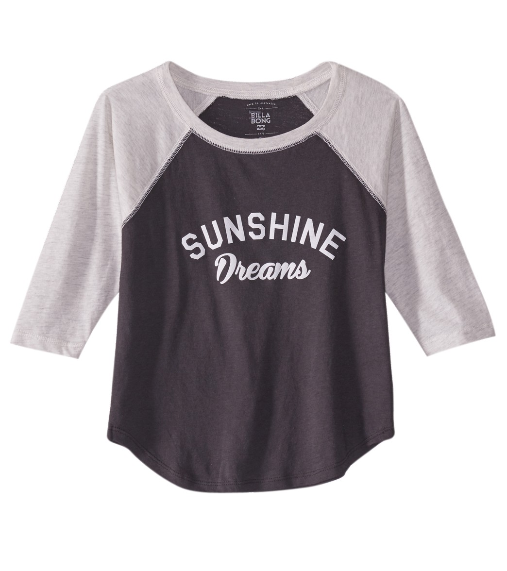 Billabong Girls' Sunshine Dreams Graphic Long Sleeve Tee Shirt - Off Black X-Small Cotton - Swimoutlet.com