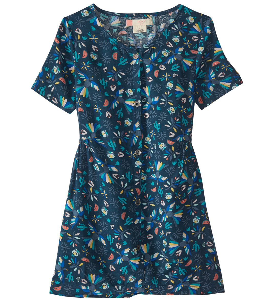 Roxy Girls' All You Need Is Sun V-Neck Dress - Blue Bird In The Sky 4 - Swimoutlet.com