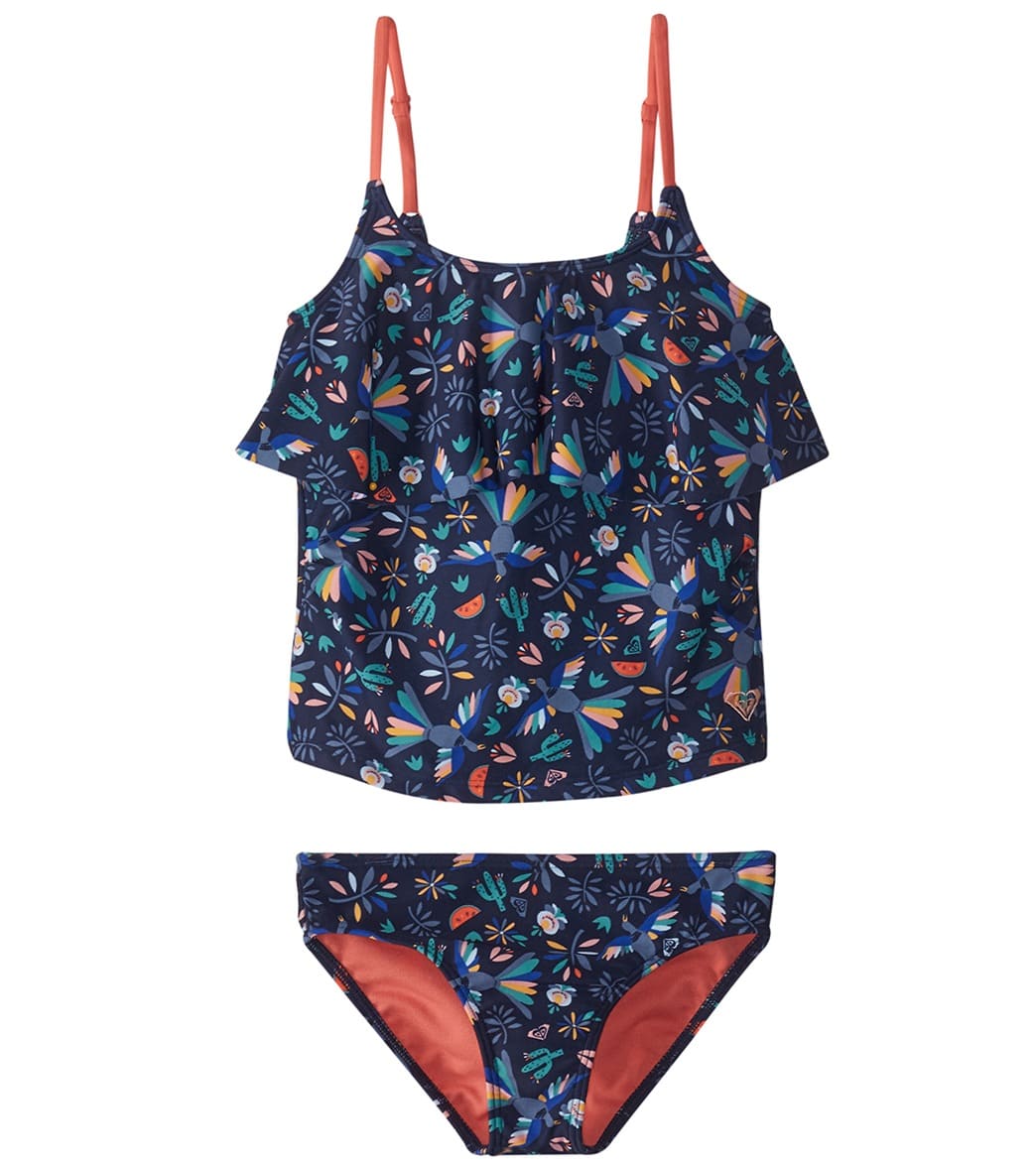 Roxy Girls' Birdy Tankini Set - Dress Blue Bird In The Sky 2 - Swimoutlet.com