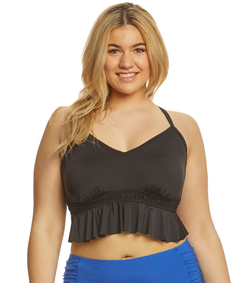 Kenneth Cole Reaction Plus Size Ready To Ruffle Halter Bikini Top At Free Shipping