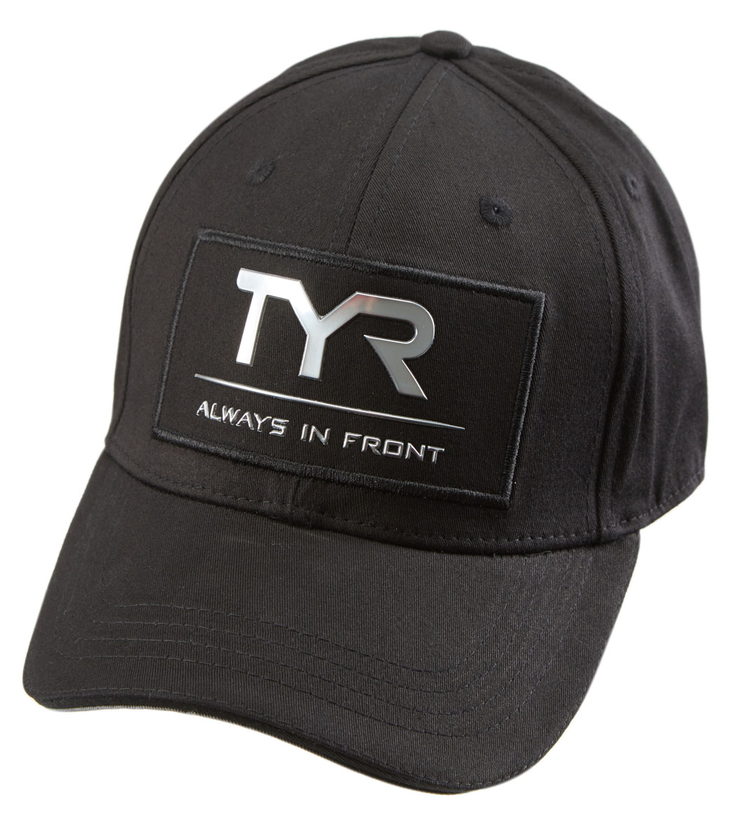 TYR Always In Front Breakout Fitted Cap - Black Small/Medium Cotton/Polyester - Swimoutlet.com