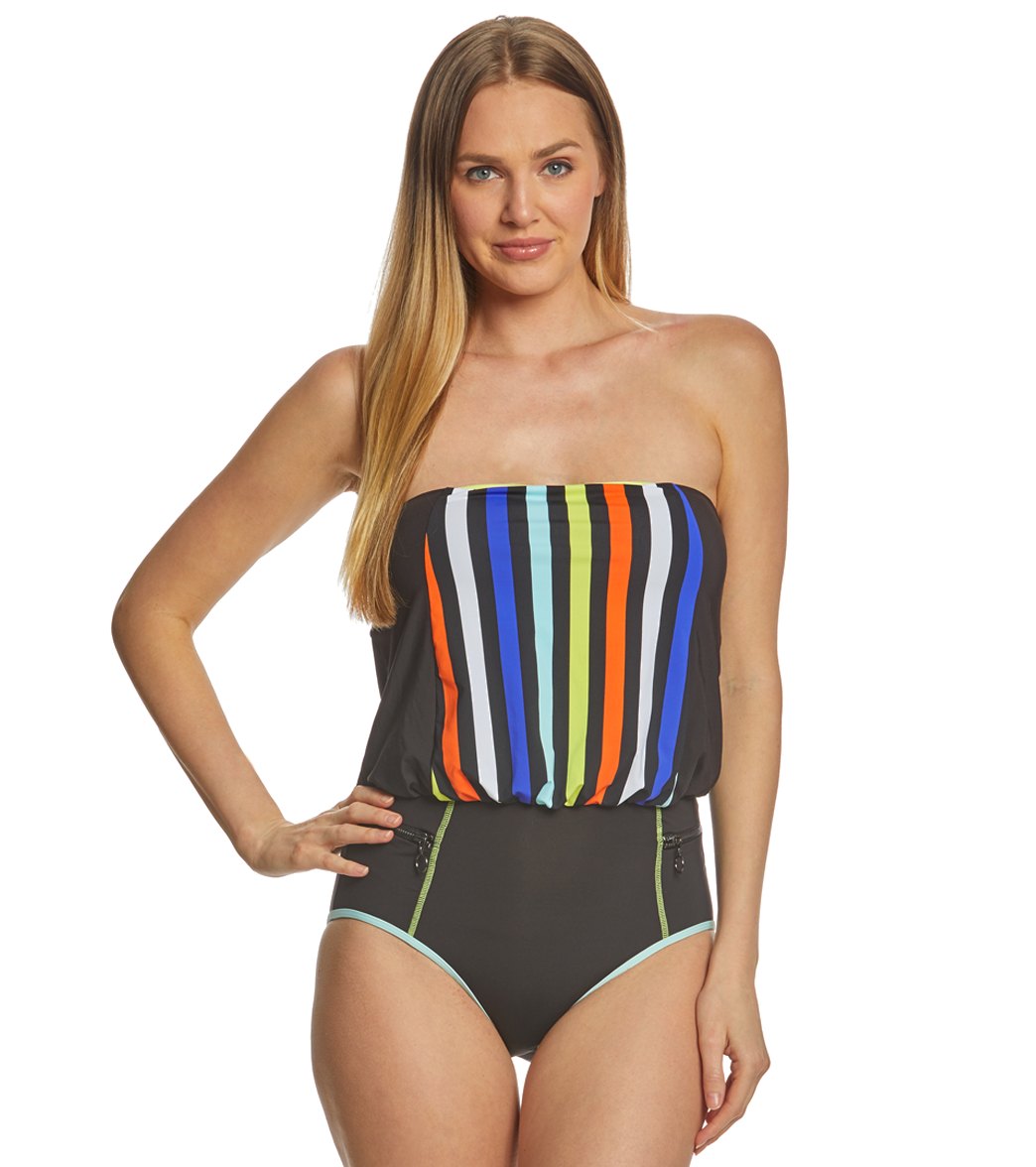 Anne Cole Stripe Out Blouson One Piece Swimsuit at Free Shipping