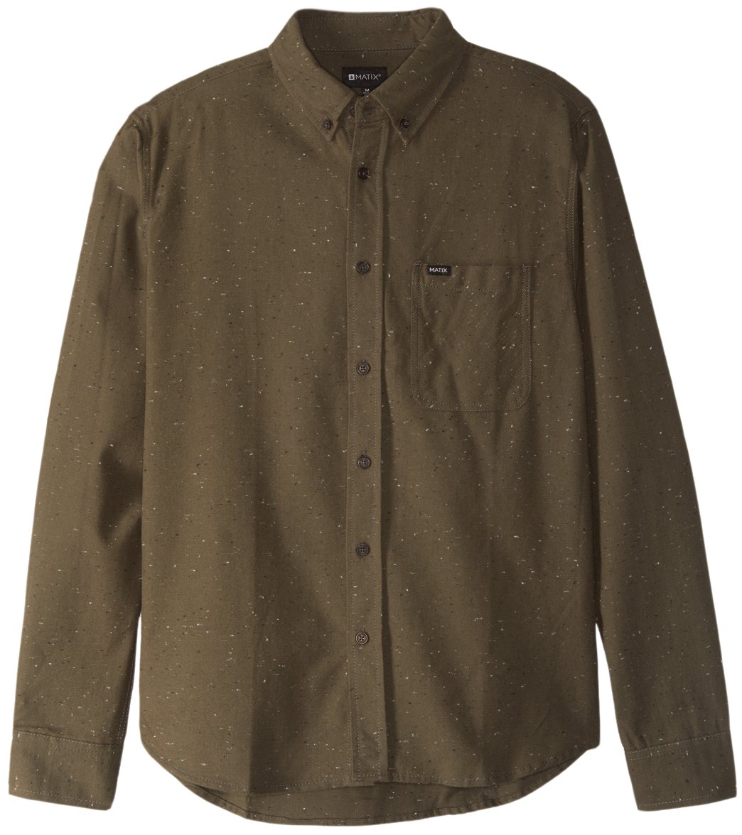 Matix Men's Santa Rosa Long Sleeve Flannel Shirt - Army Medium Cotton - Swimoutlet.com