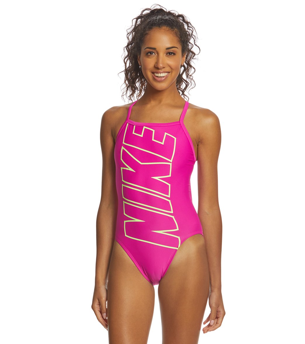 Nike Womens Nike Logo Racerback One Piece Swimsuit At