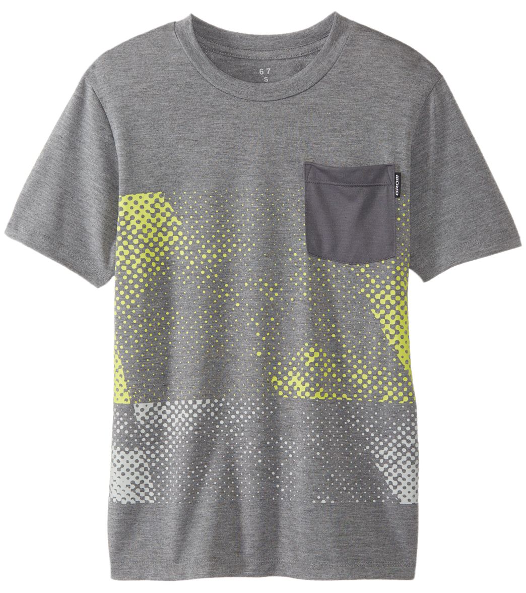 Grom Boys' Snap Short Sleeve Pocket Tee Shirt - Charcoal Large Polyester/Rayon - Swimoutlet.com