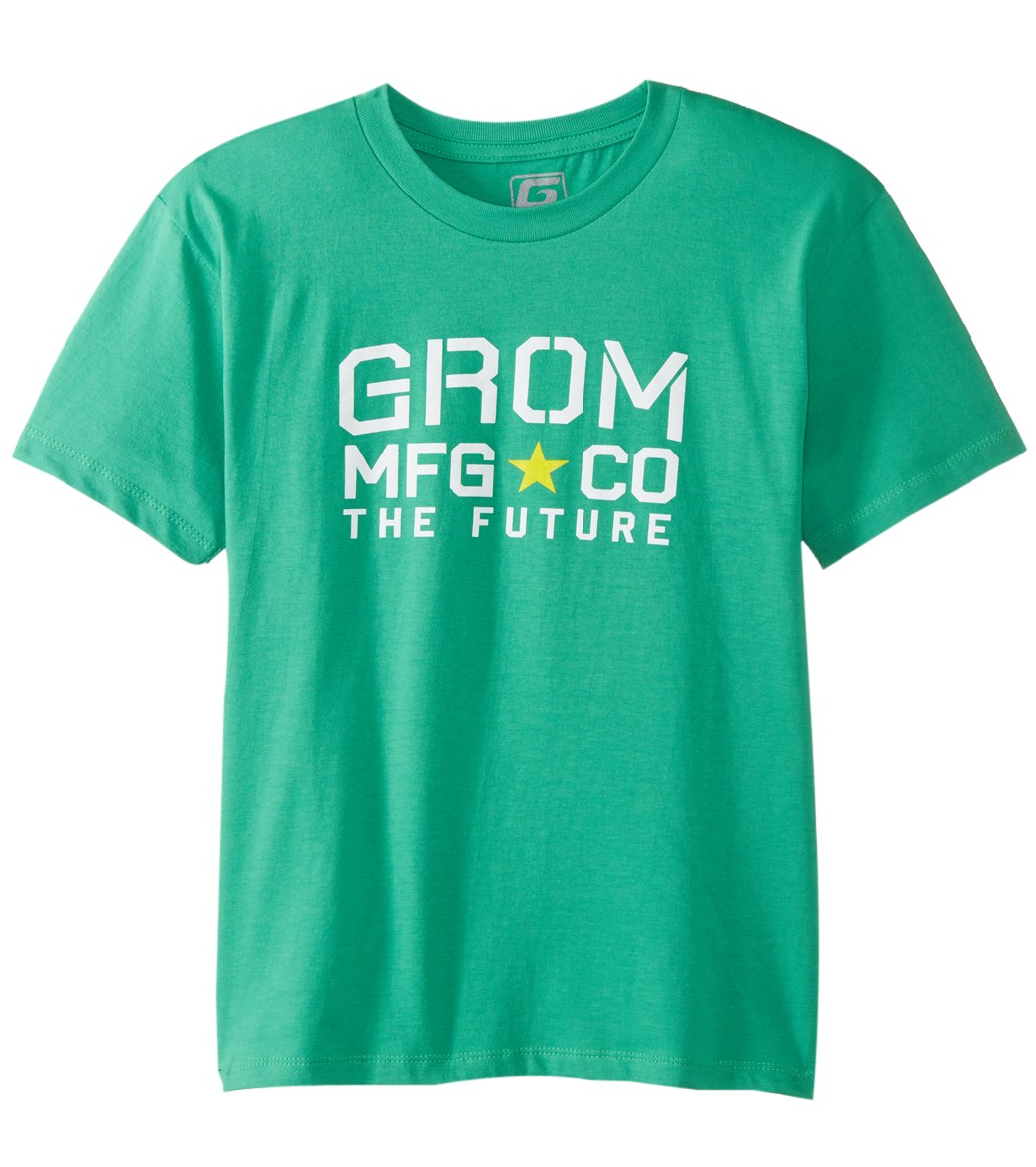 Grom Boys' The Future Short Sleeve Tee Shirt - Green Large Cotton - Swimoutlet.com