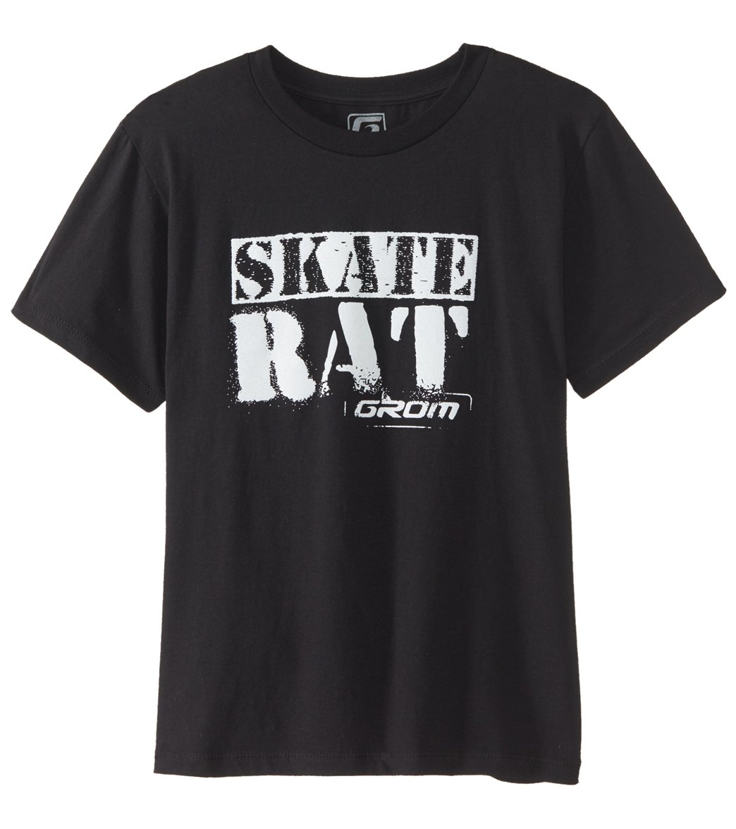 Grom Boys' Skate Rat Short Sleeve Tee Shirt - Black Large Cotton - Swimoutlet.com