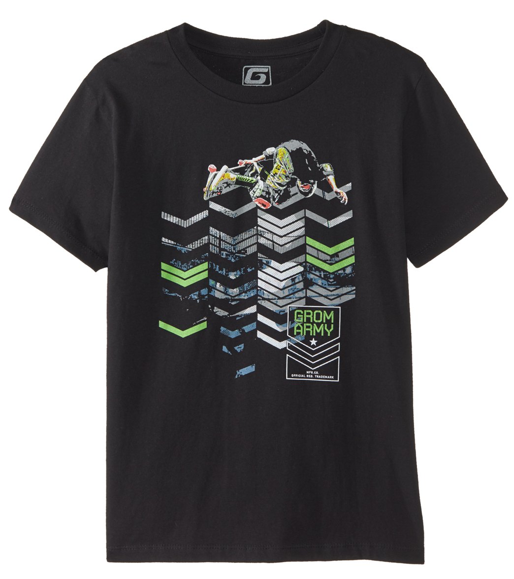 Grom Boys' Skate Army Short Sleeve Tee Shirt - Black Xlarge Size Xl Cotton - Swimoutlet.com
