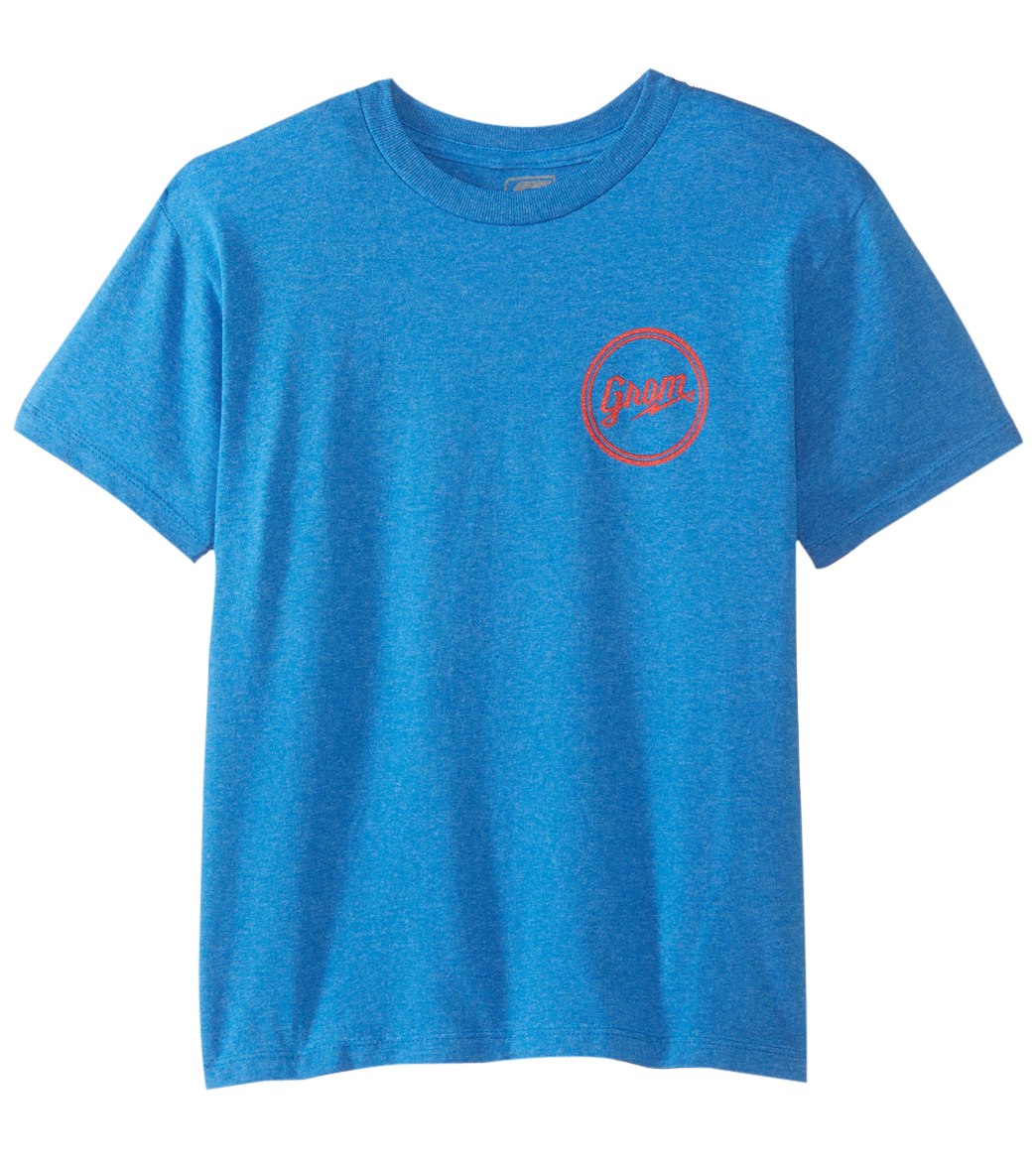 Grom Boys' Circle Script Short Sleeve Tee Shirt - Blue Large Cotton - Swimoutlet.com