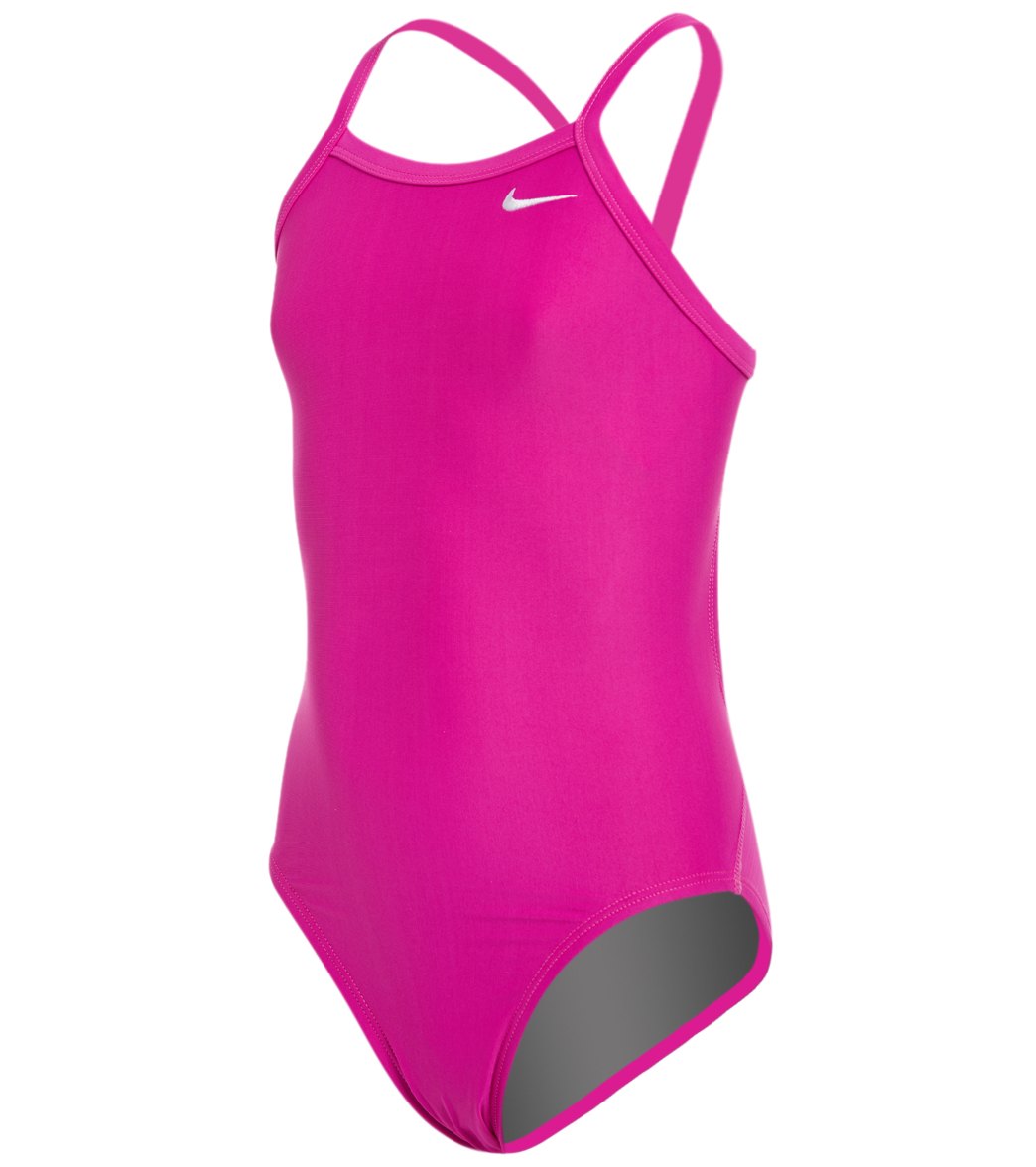 Nike Girls' Solid Racerback One Piece Swimsuit at SwimOutlet.com - Free ...