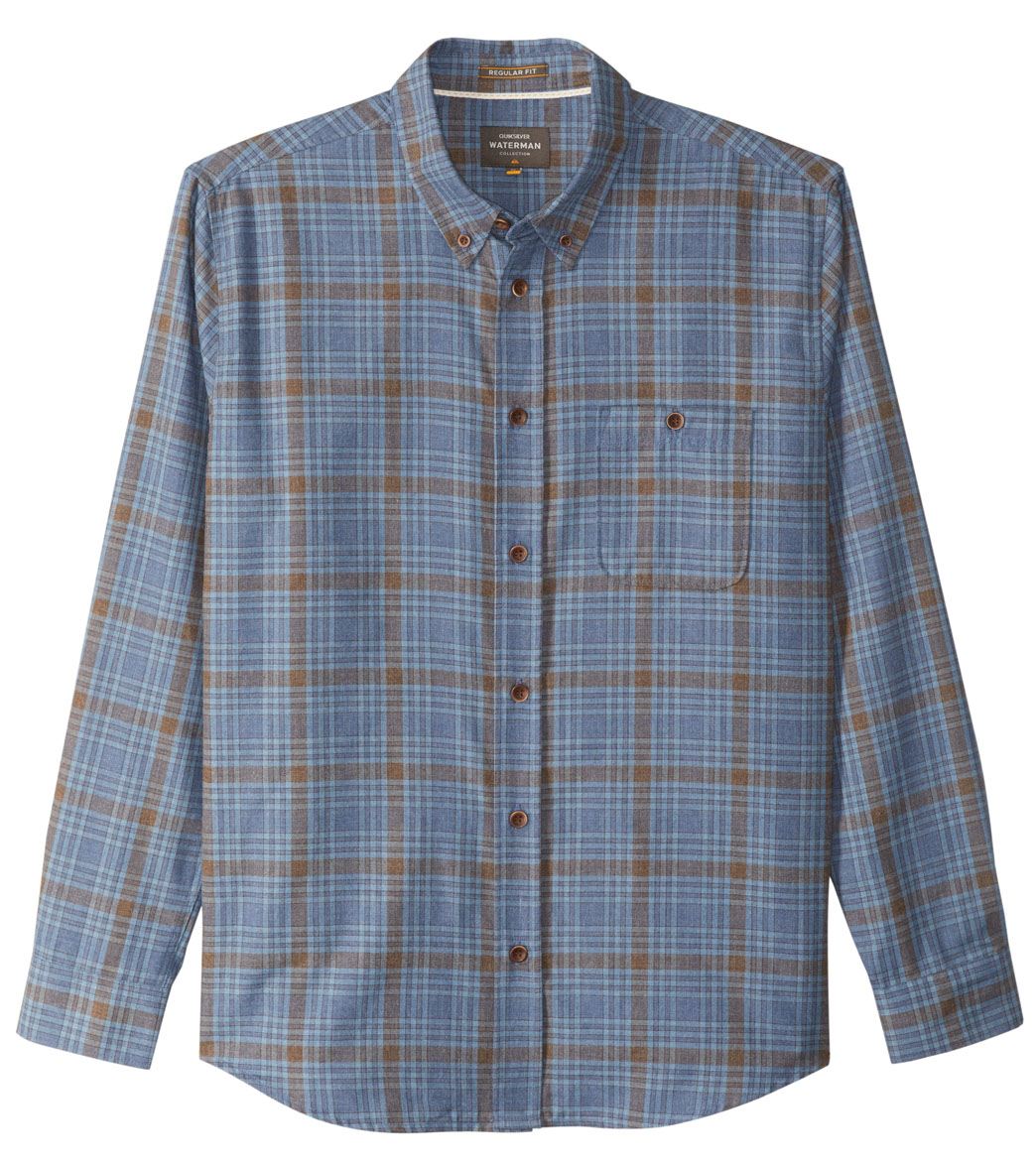 Quiksilver Waterman's Cortez Straight Long Sleeve Shirt - Estate Blue Small Polyester - Swimoutlet.com