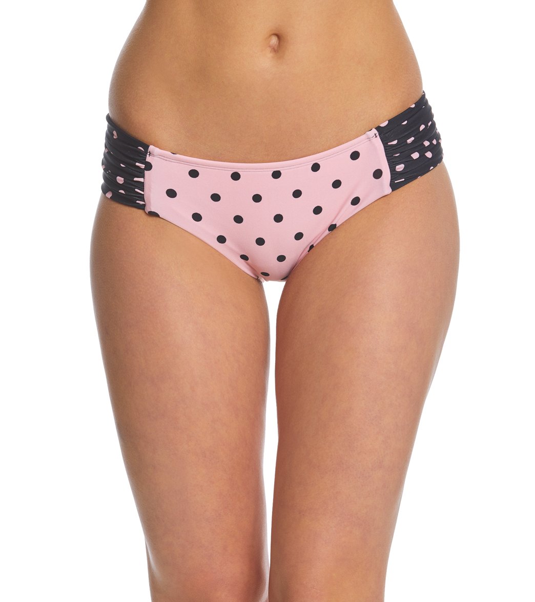 Betsey Johnson Dots For Sure Hipster Bikini Bottom - Pink/Black Small - Swimoutlet.com