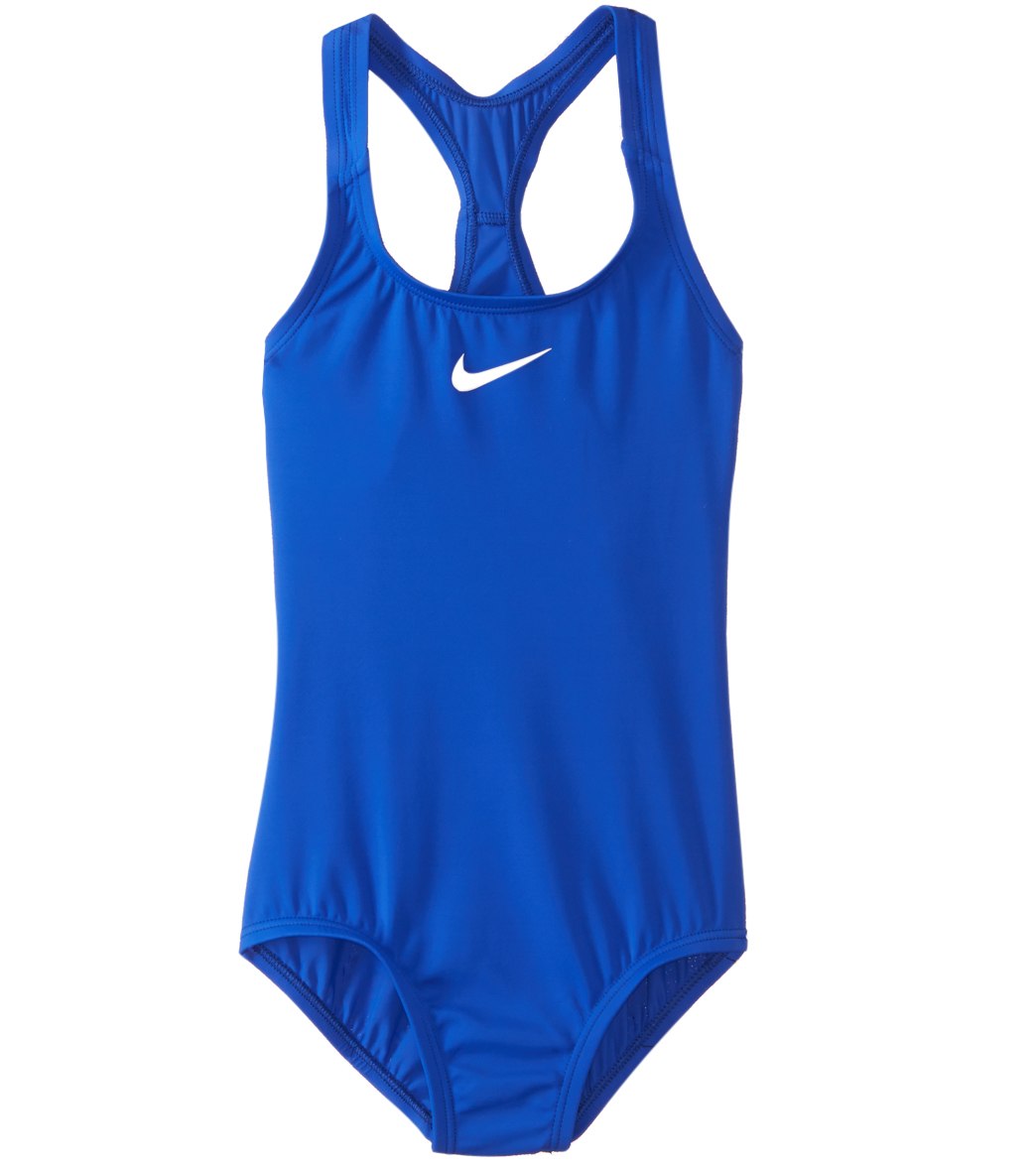 Girls' Nike Core Solid Racerback One Piece Swimsuit (Big Kid) at ...