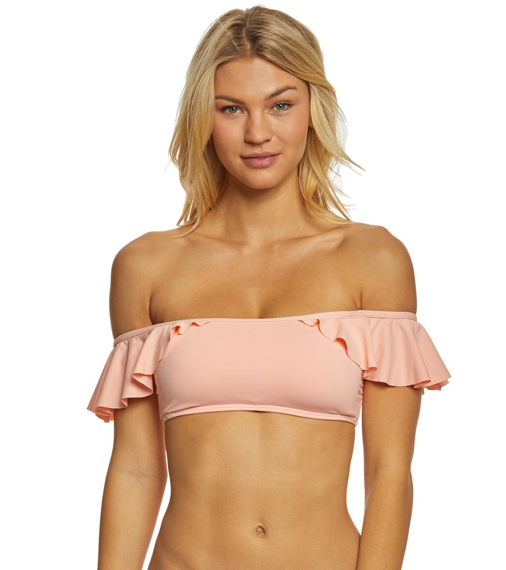 Vince Camuto Riviera Solid Off The Shoulder Bikini Top - Peony Large - Swimoutlet.com