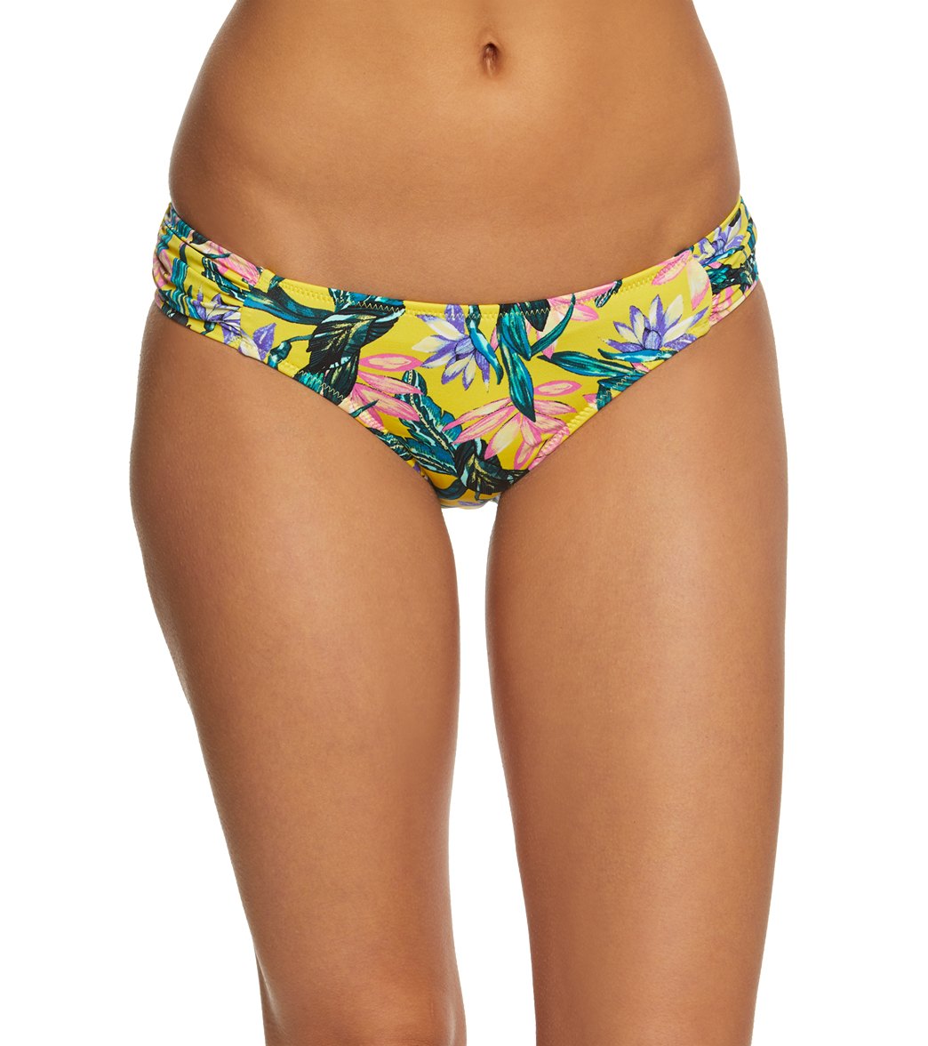 Jessica Simpson Lanakai Side Shirred Hipster Bikini Bottom - Pineapple Multi Large - Swimoutlet.com