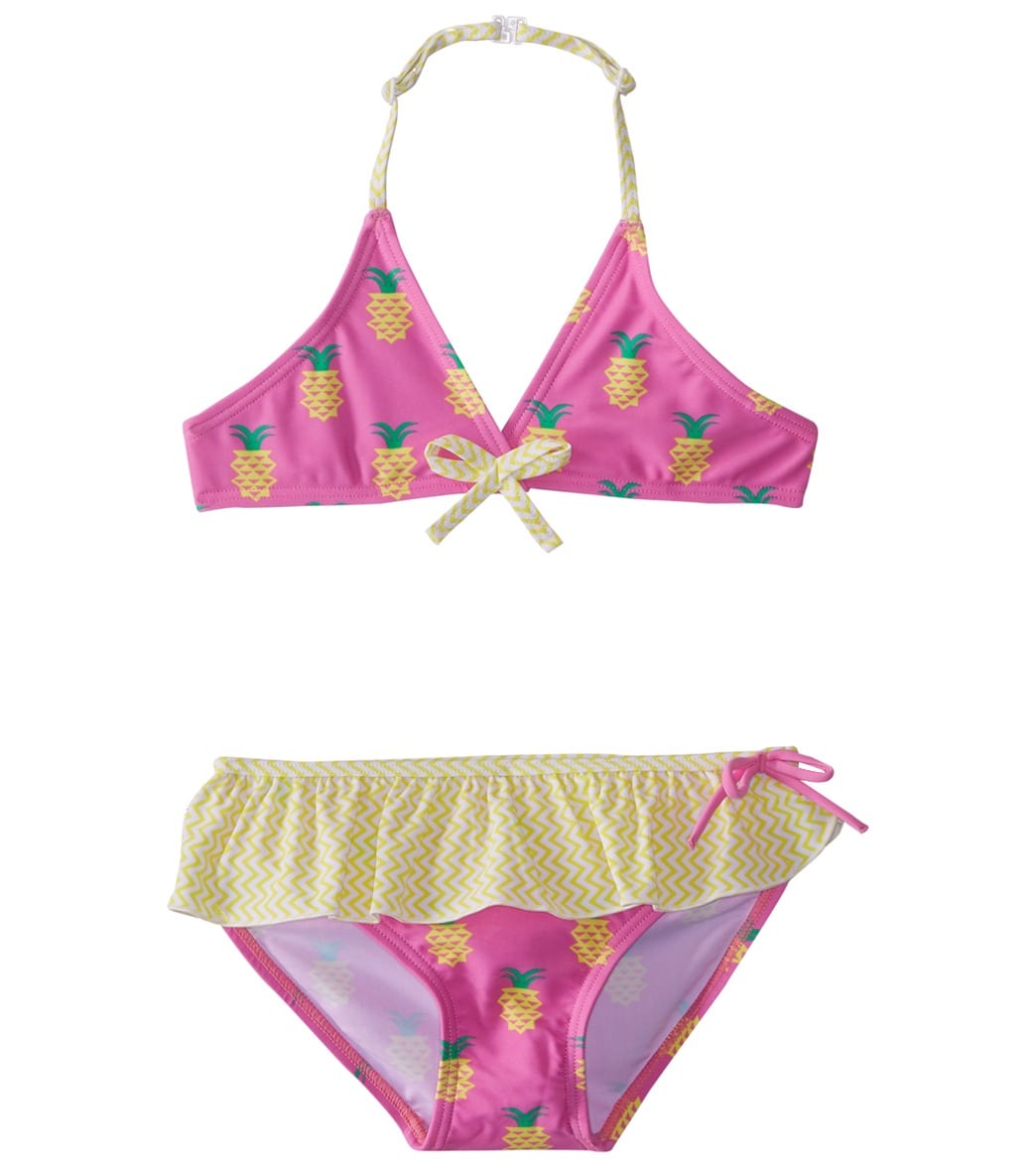 Platypus Australia Girls' Cross Over Bikini Set - Pineapple Crush 2 - Swimoutlet.com