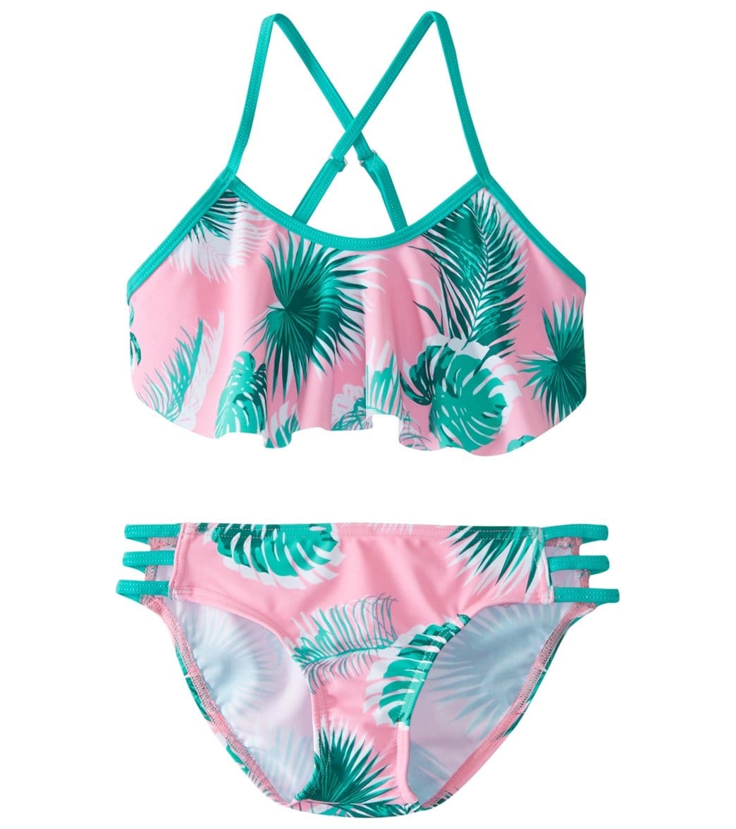 Platypus Australia Girls' Flounce Strap Bikini Set Big Kid - Botanica 6 - Swimoutlet.com