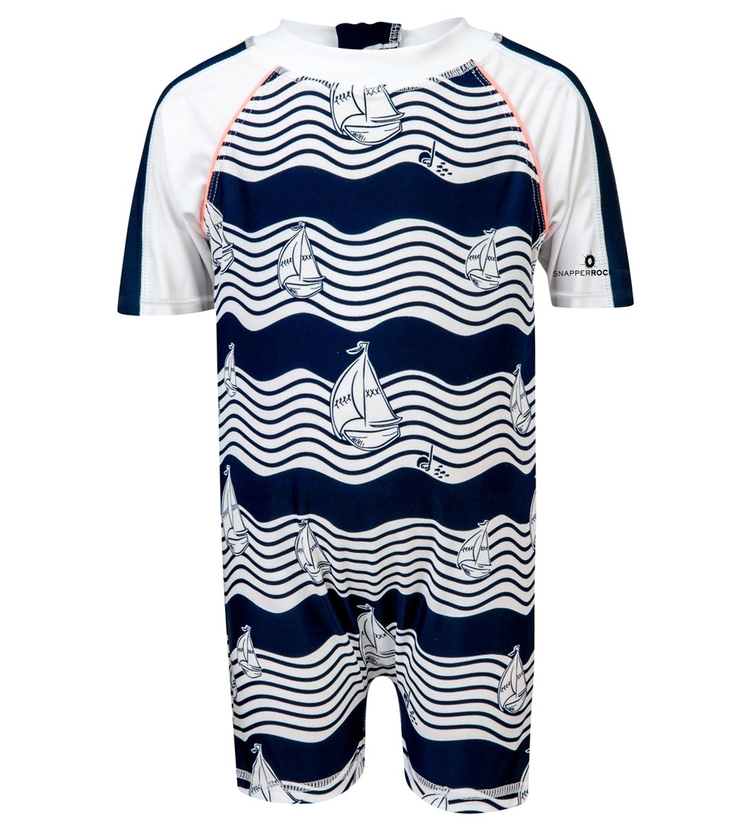Snapper Rock Boys' Short Sleeve Sunsuit Baby - Navy/White/Multi 0-06M - Swimoutlet.com
