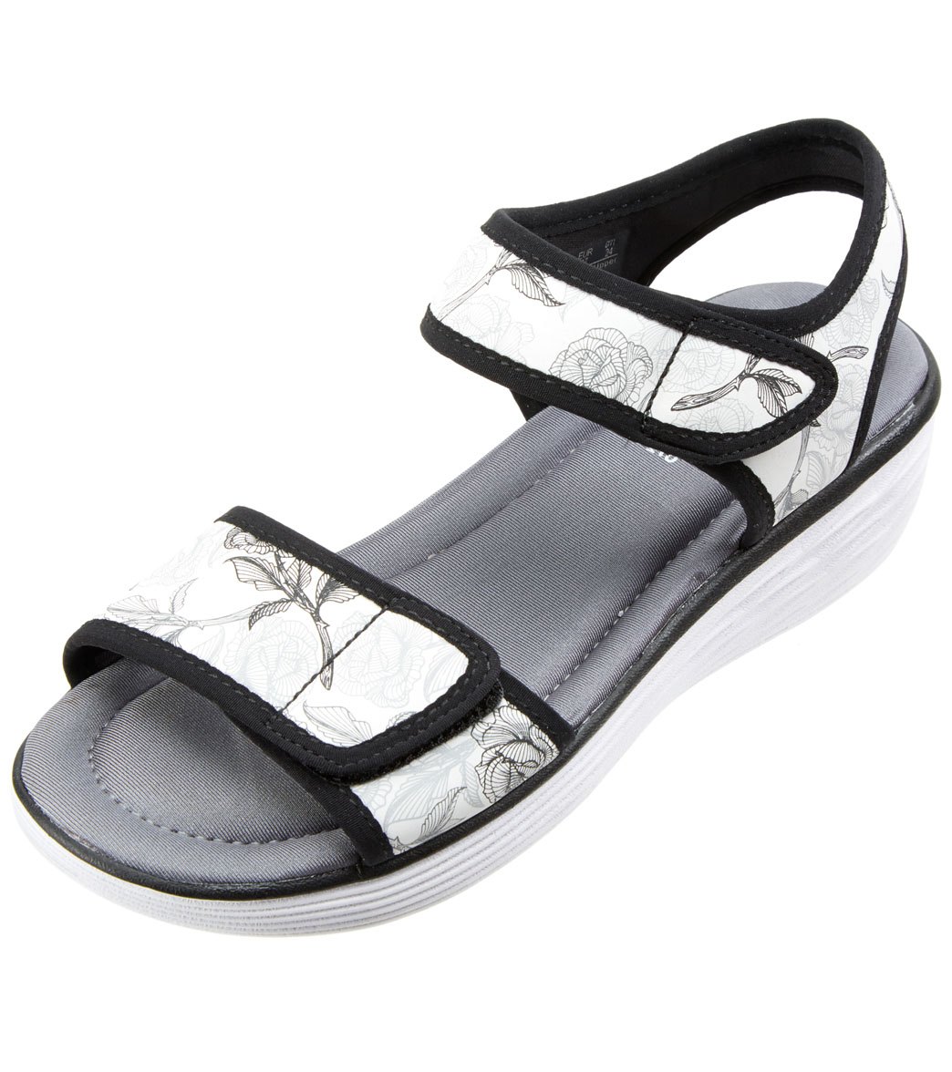 Ryka Women's Nora Sport Wedge Sandals - White/Grey 5 Medium Size - Swimoutlet.com