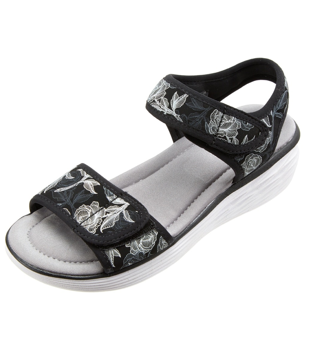 Ryka Women's Nora Sport Wedge Sandals - Black/Grey 5 Medium Size - Swimoutlet.com