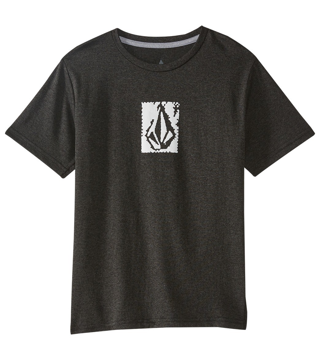 Volcom Boys' Lido Pixel Heather Short Sleeve Shirt Big Kid - Charcoal Small Cotton - Swimoutlet.com