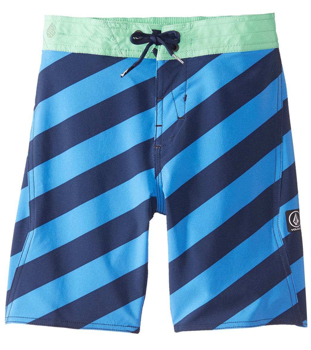 Volcom Boys' Stripey Elastic Boardshorts Toddler/Little/Big Kid - Indigo Xl 18/20 - Swimoutlet.com