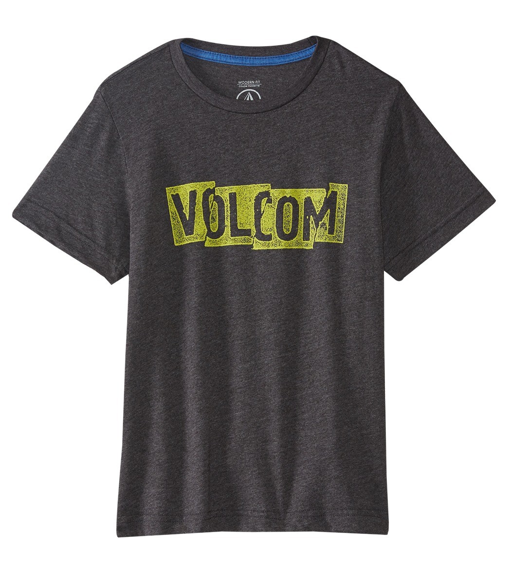Volcom Boys' Edge Short Sleeve Tee Shirt Toddler/Little/Big Kid - Heather Black 6 Cotton/Polyester - Swimoutlet.com