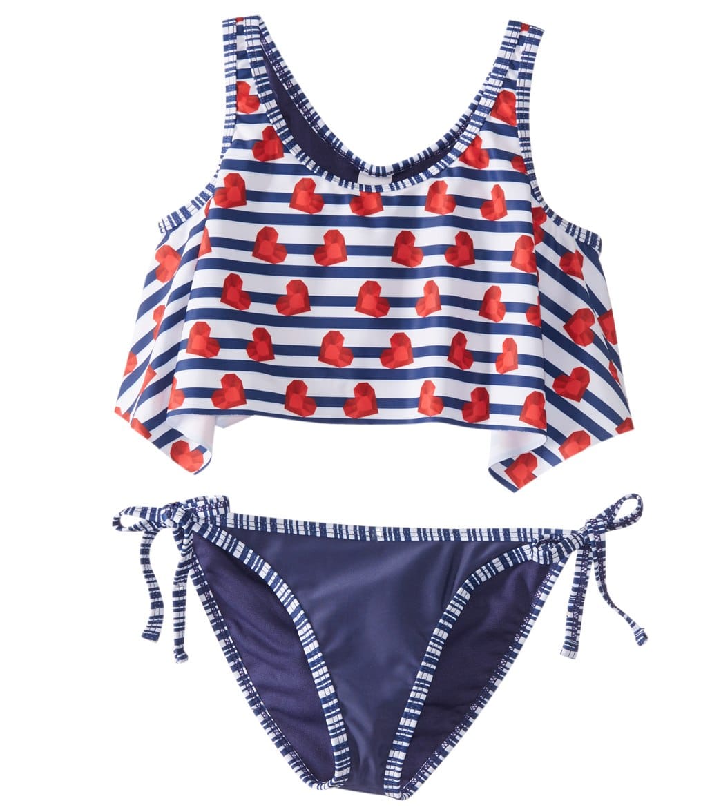 Limeapple Girls' Modern Love Printed Handkerchief Bikini Set (Big Kid