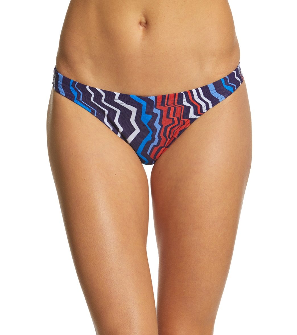 Arena Women's Zig Zag Maxlife Bikini Bottom - Navy/Red 24 Polyester - Swimoutlet.com