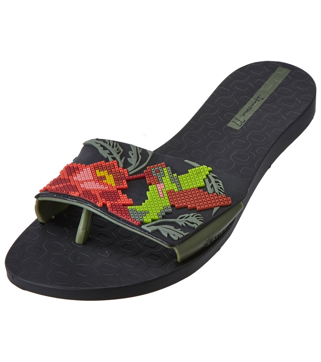 Ipanema Women's Nectar Sandals - Black/Green 5 - Swimoutlet.com