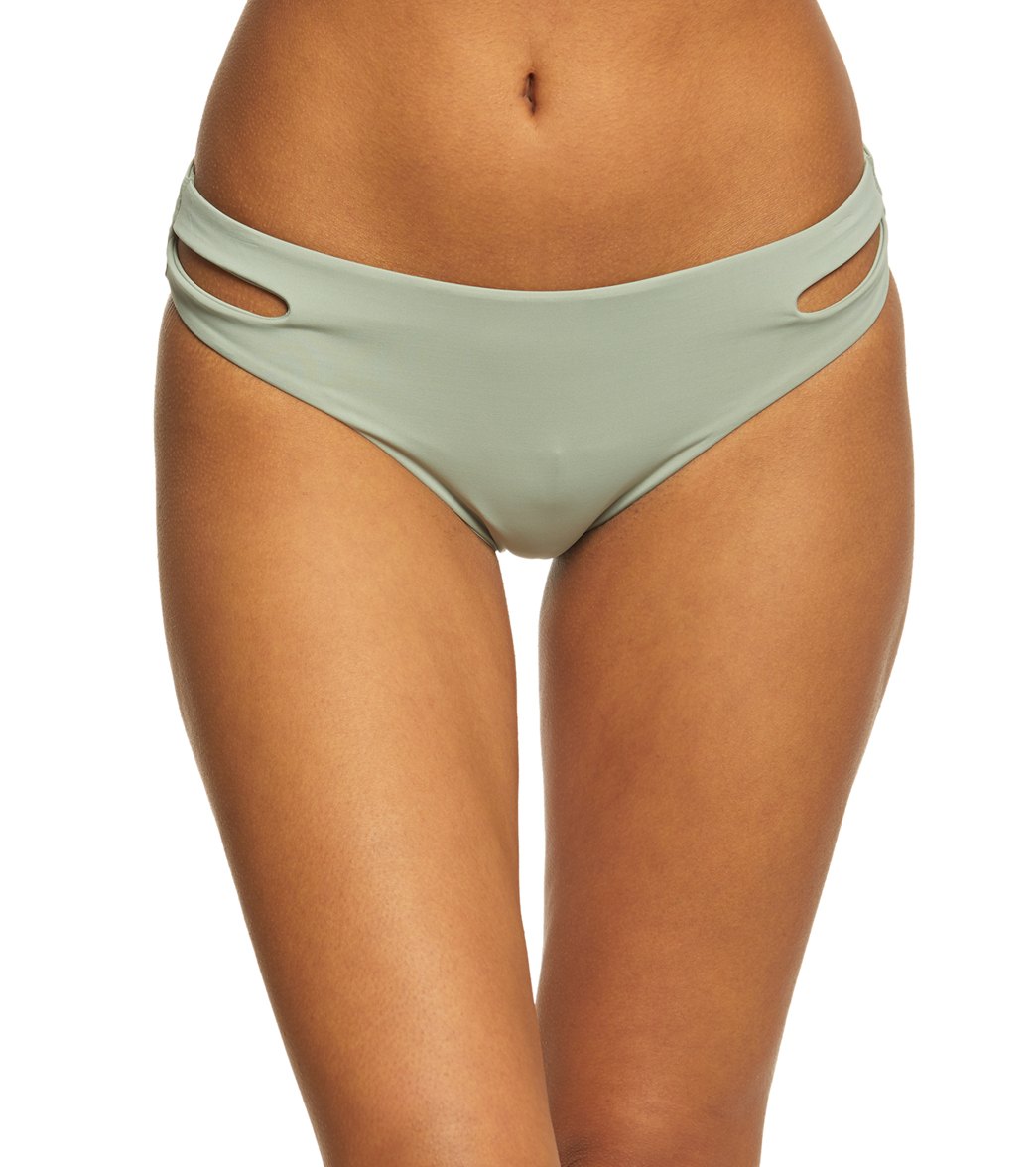 Roxy Women's Solid Softly Love Reversible 70's Pants Bikini Bottom - Wrought Iron Large - Swimoutlet.com