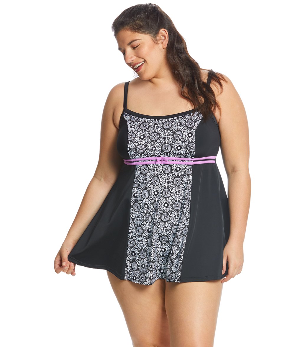 Fit4U Plus Size Stardust Swimdress at SwimOutlet.com - Free Shipping