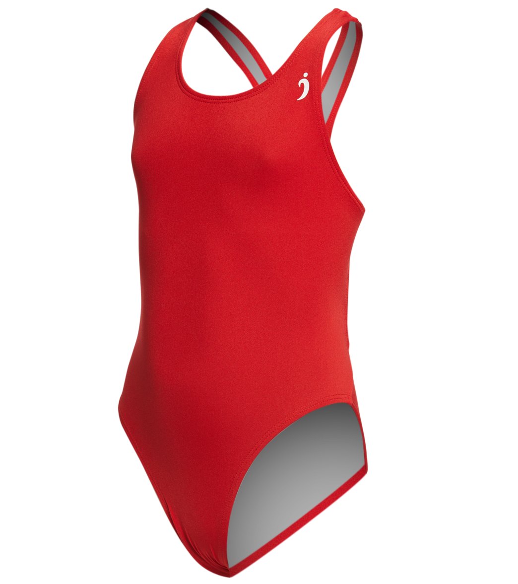 Illusions Activewear Girls' Marisa Red Race Back One Piece Swimsuit - 22 Polyester - Swimoutlet.com