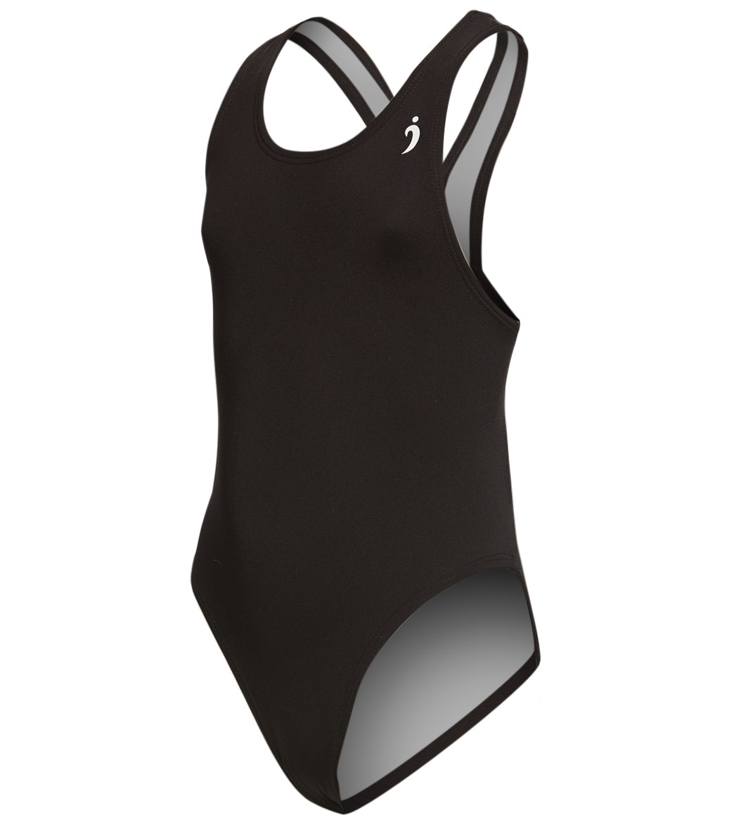 Illusions Activewear Girls' Marisa Black Race Back One Piece Swimsuit - 22 Polyester - Swimoutlet.com