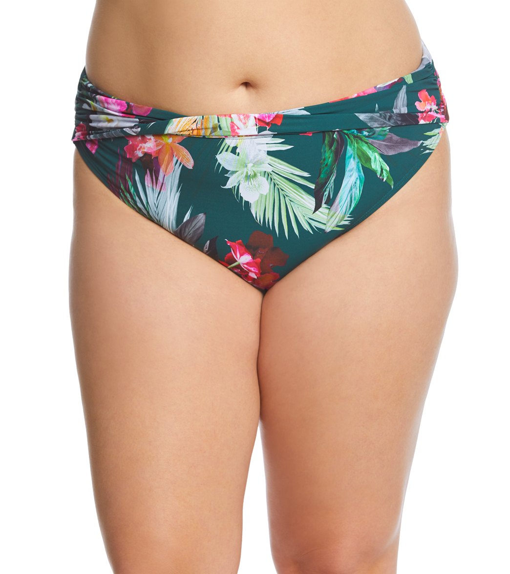 La Blanca Plus Size Beyond The Jungle Hipster Bikini Bottom - Hunter 16W - Swimoutlet.com