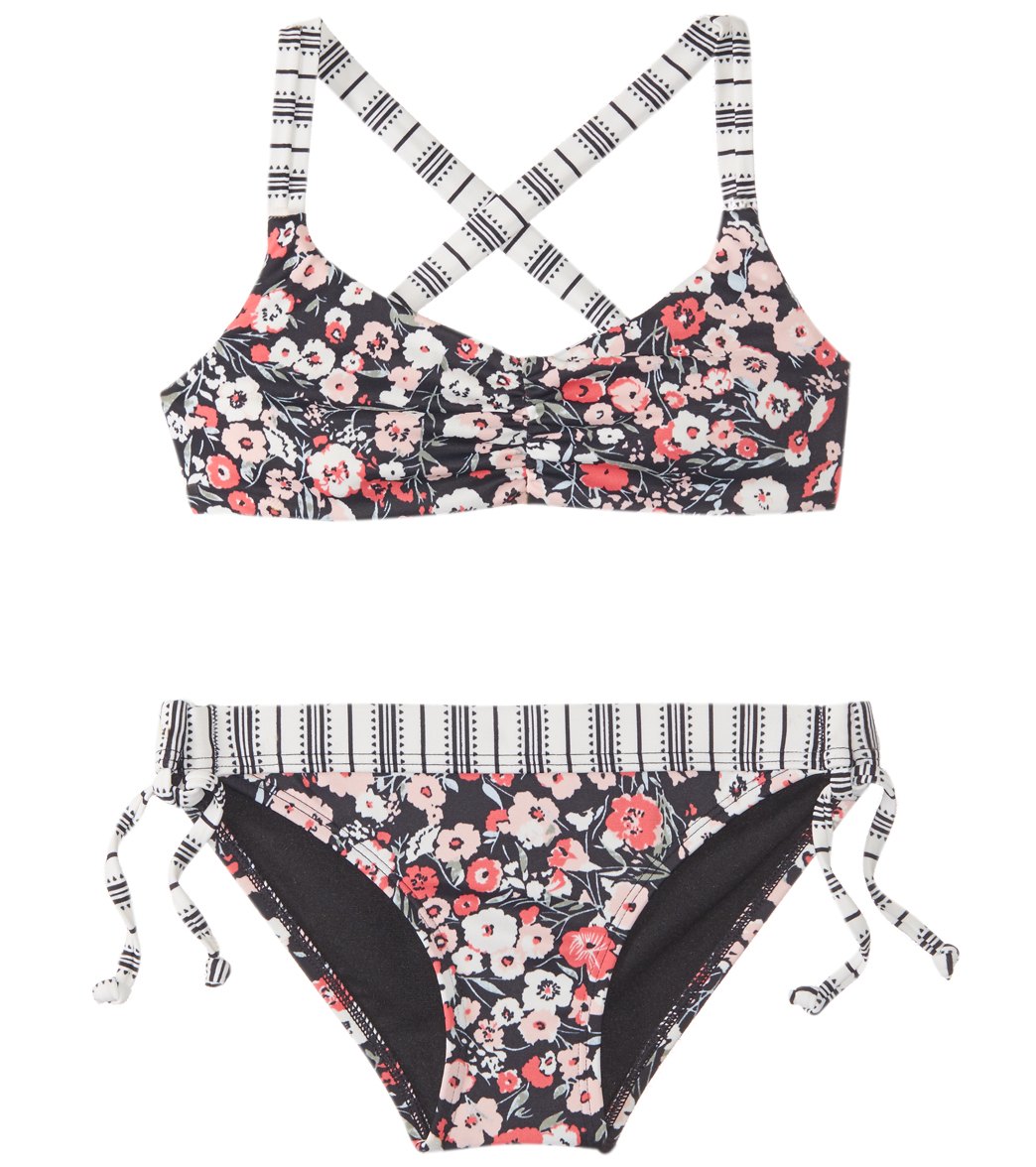 Billabong Girls' Ditsy Soul Crossback Reversible Two Piece Swimsuit Set
