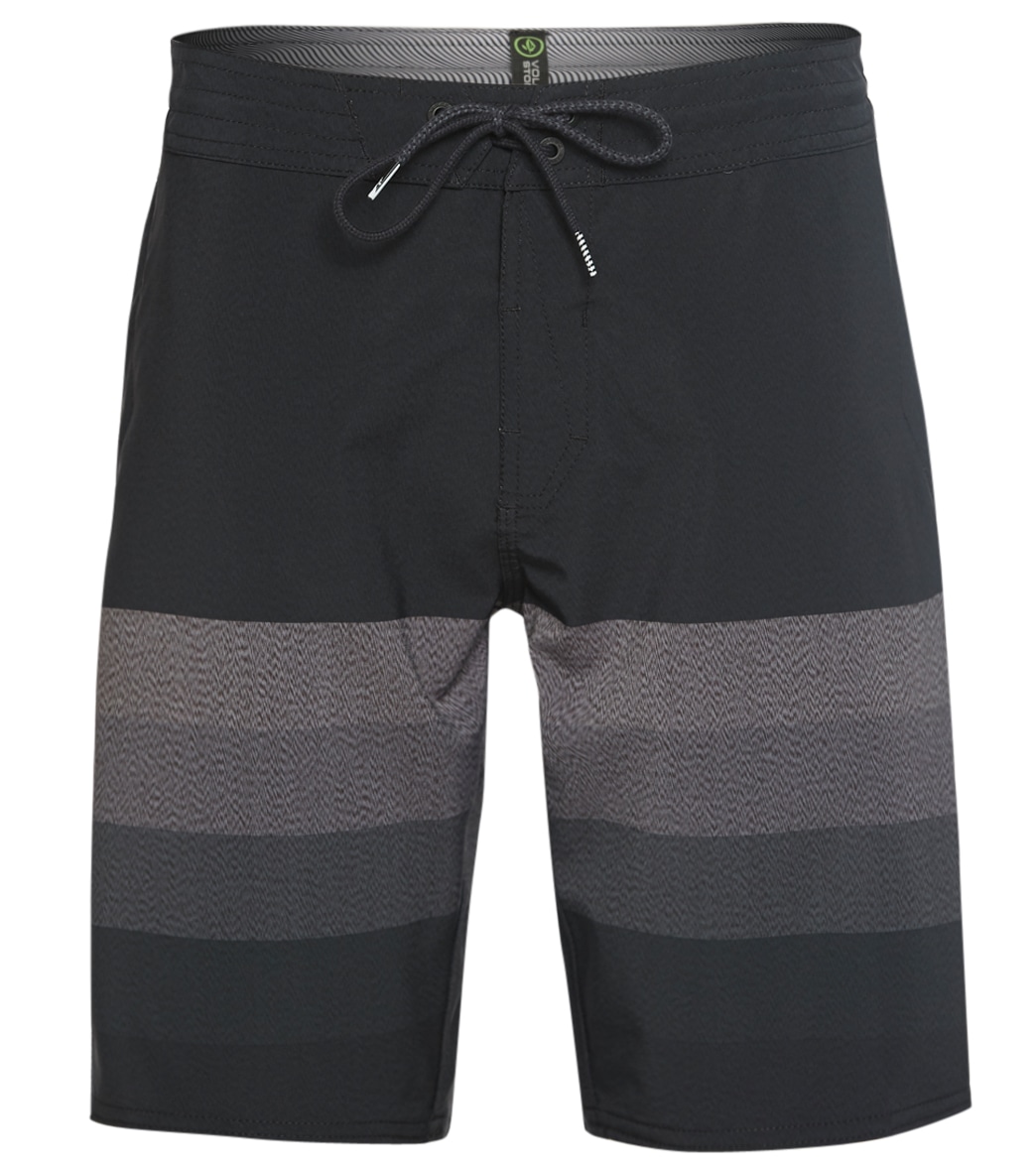 Volcom Men's Quarta Static Stoney 20 Boardshorts - Black Grey 29 Elastane/Polyester - Swimoutlet.com