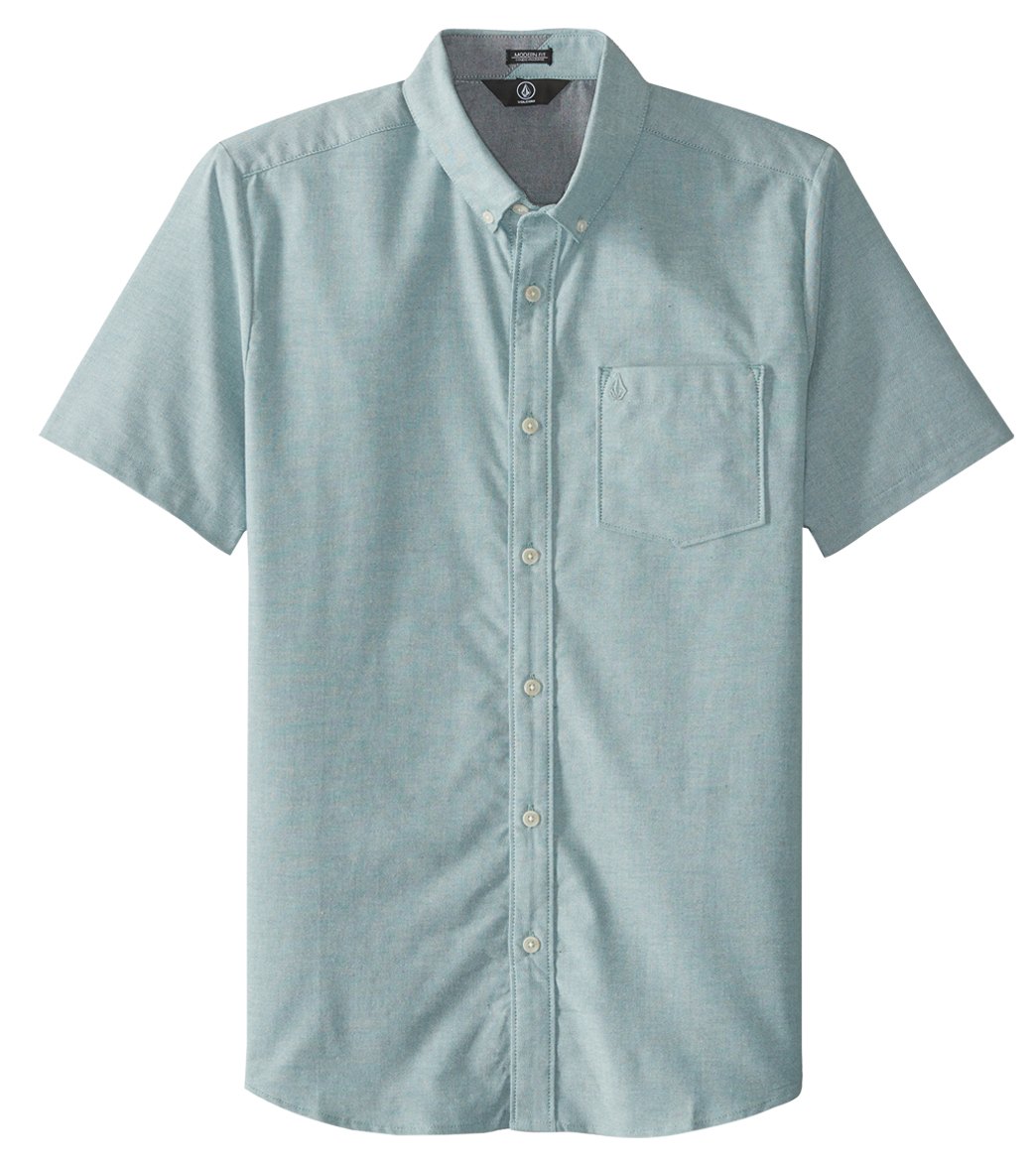 Volcom Men's Everett Oxford Short Sleeve Shirt - Ranger Green X-Small Cotton/Elastane/Polyester - Swimoutlet.com