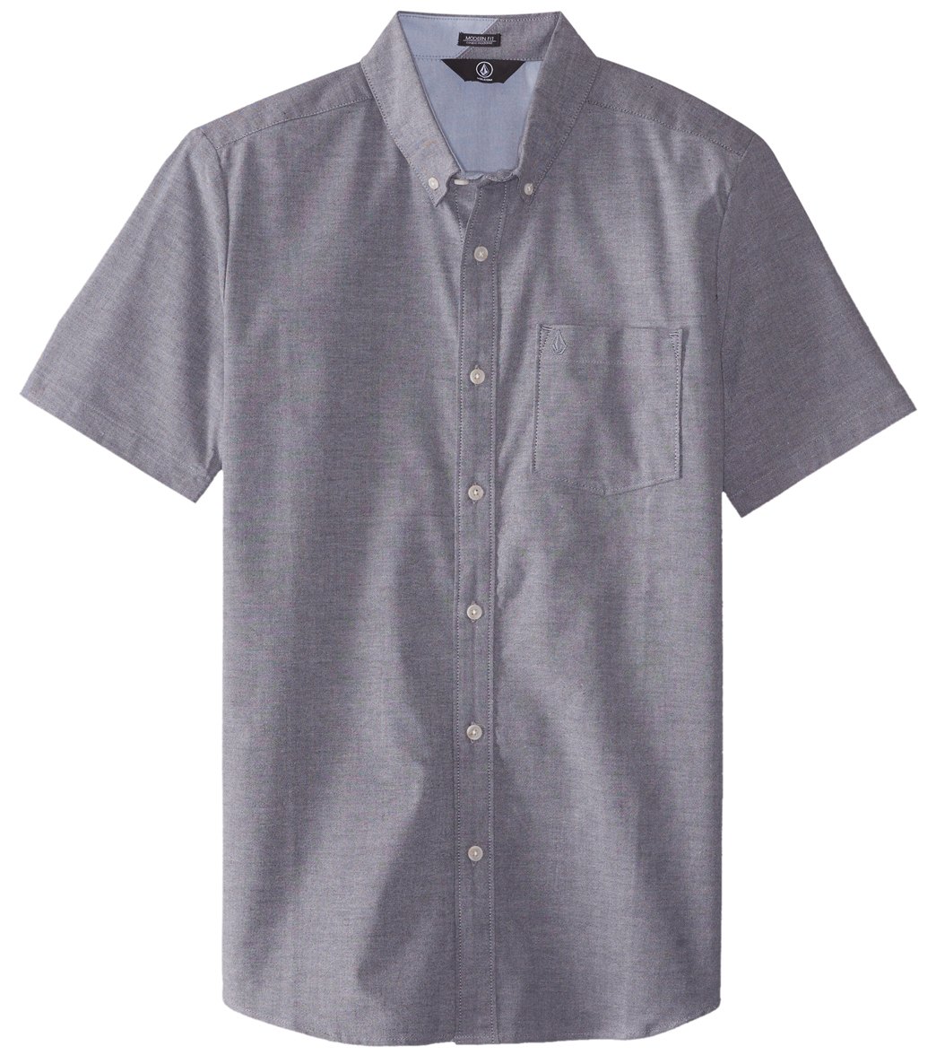 Volcom Men's Everett Oxford Short Sleeve Shirt - Black Medium Cotton/Elastane/Polyester - Swimoutlet.com