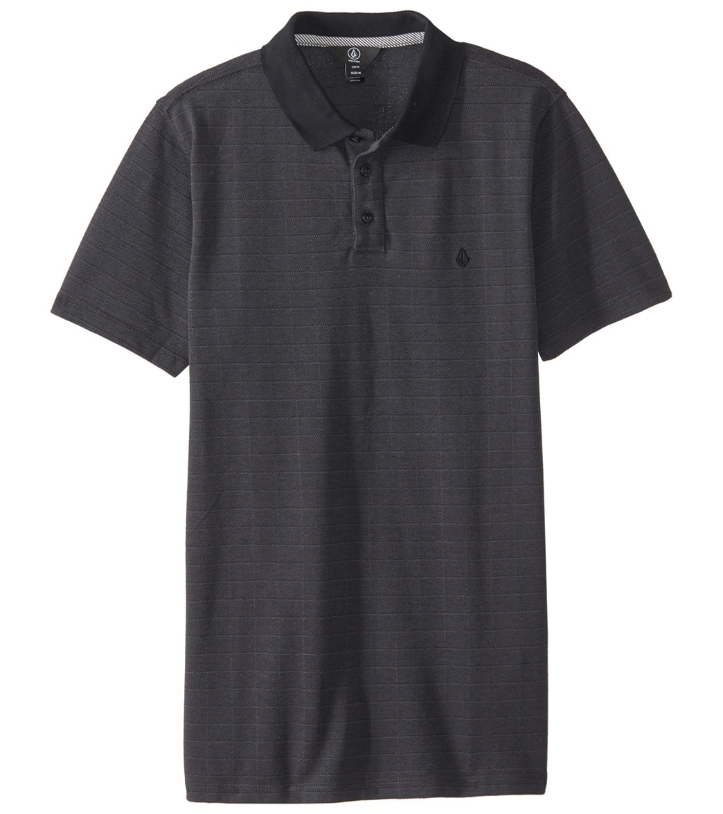 Volcom Men's Wowzer Plaid Polo Shirt - Black Small Cotton - Swimoutlet.com
