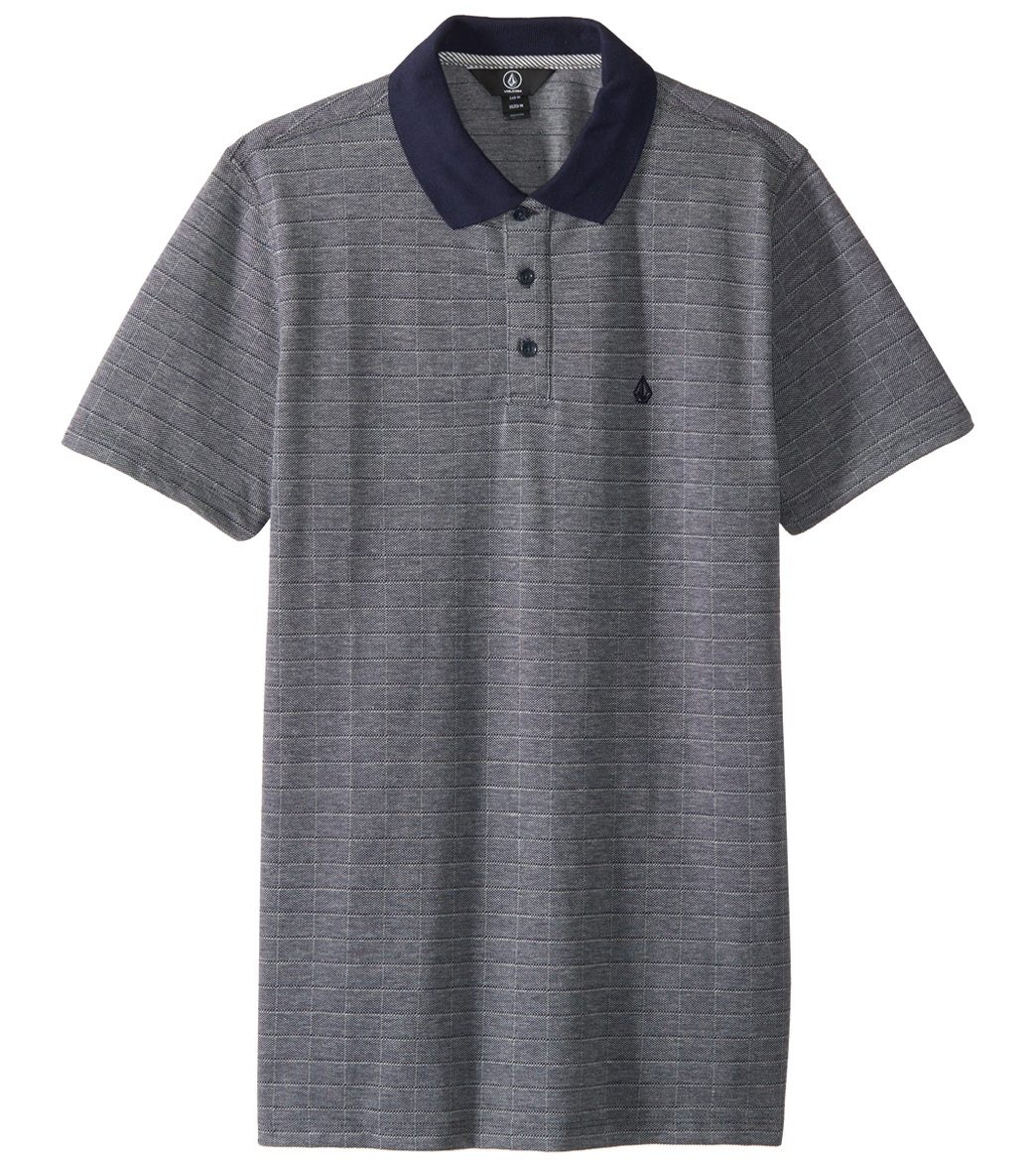 Volcom Men's Wowzer Plaid Polo Shirt - Navy X-Small Cotton - Swimoutlet.com