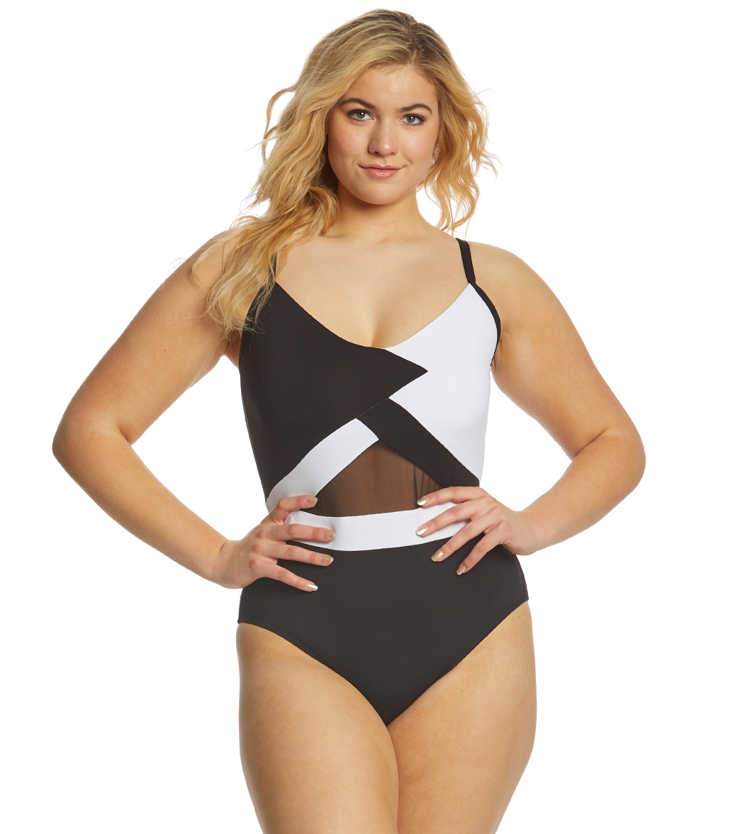 Anne Cole Plus Size Thats A Wrap Mesh One Piece Swimsuit At Swimoutlet