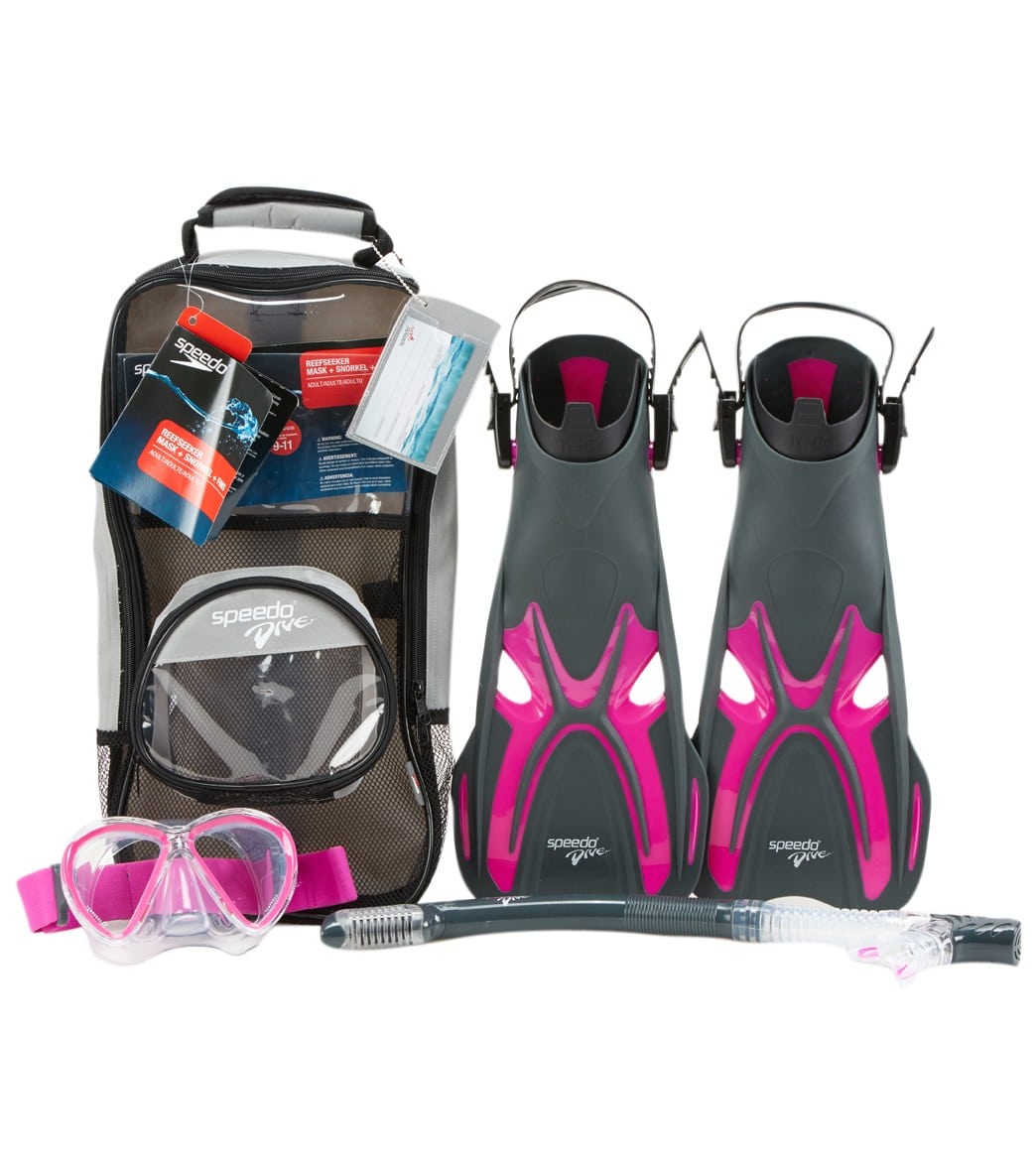 Speedo Reefseeker Mask, Snorkel, and Fin Set at Free