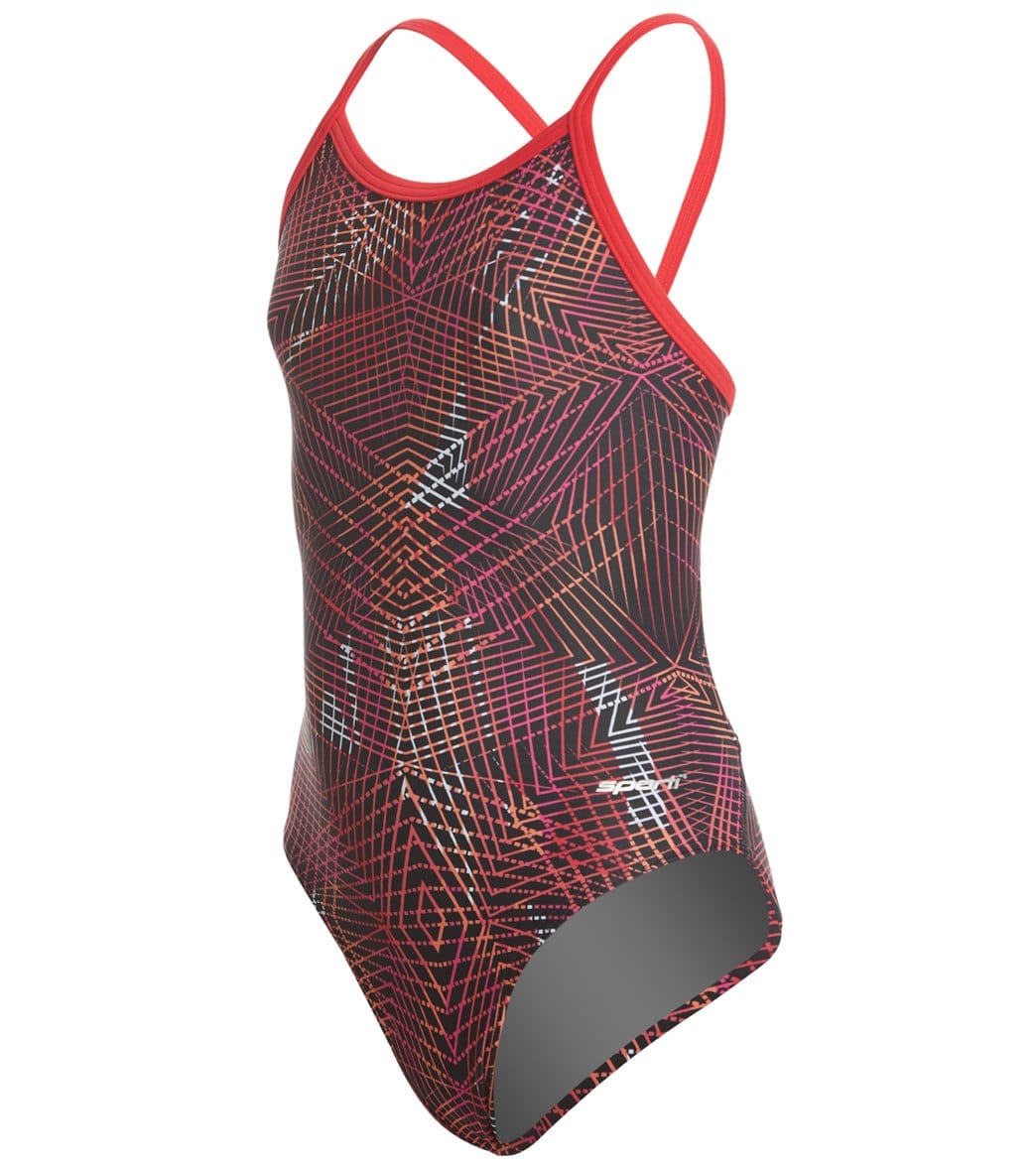 Black Swimsuit For Girls 10-12 Sporti Girls' Racerback One-Piece