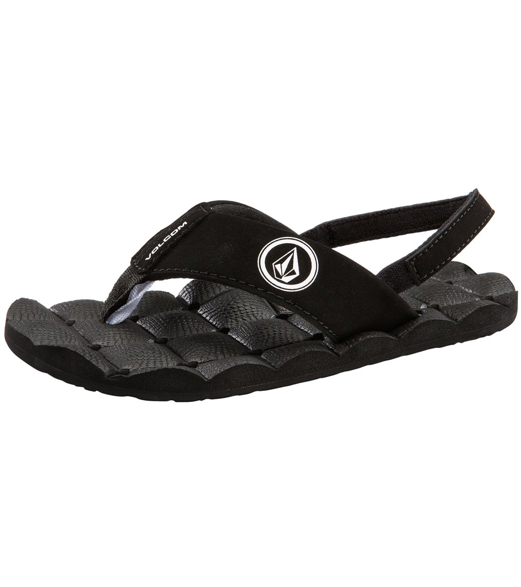Volcom Boys' Recliner Sandals - Black White 10 - Swimoutlet.com