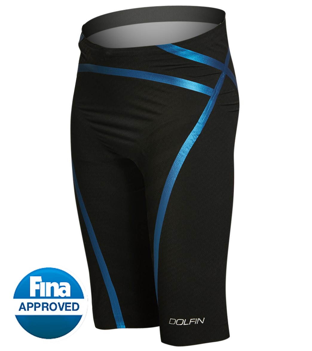 Dolfin Men's Lightstrike Bonded High Waist Flex Leg Jammer Tech Suit Swimsuit - Black 24 Nylon/Polyester/Spandex - Swimoutlet.com