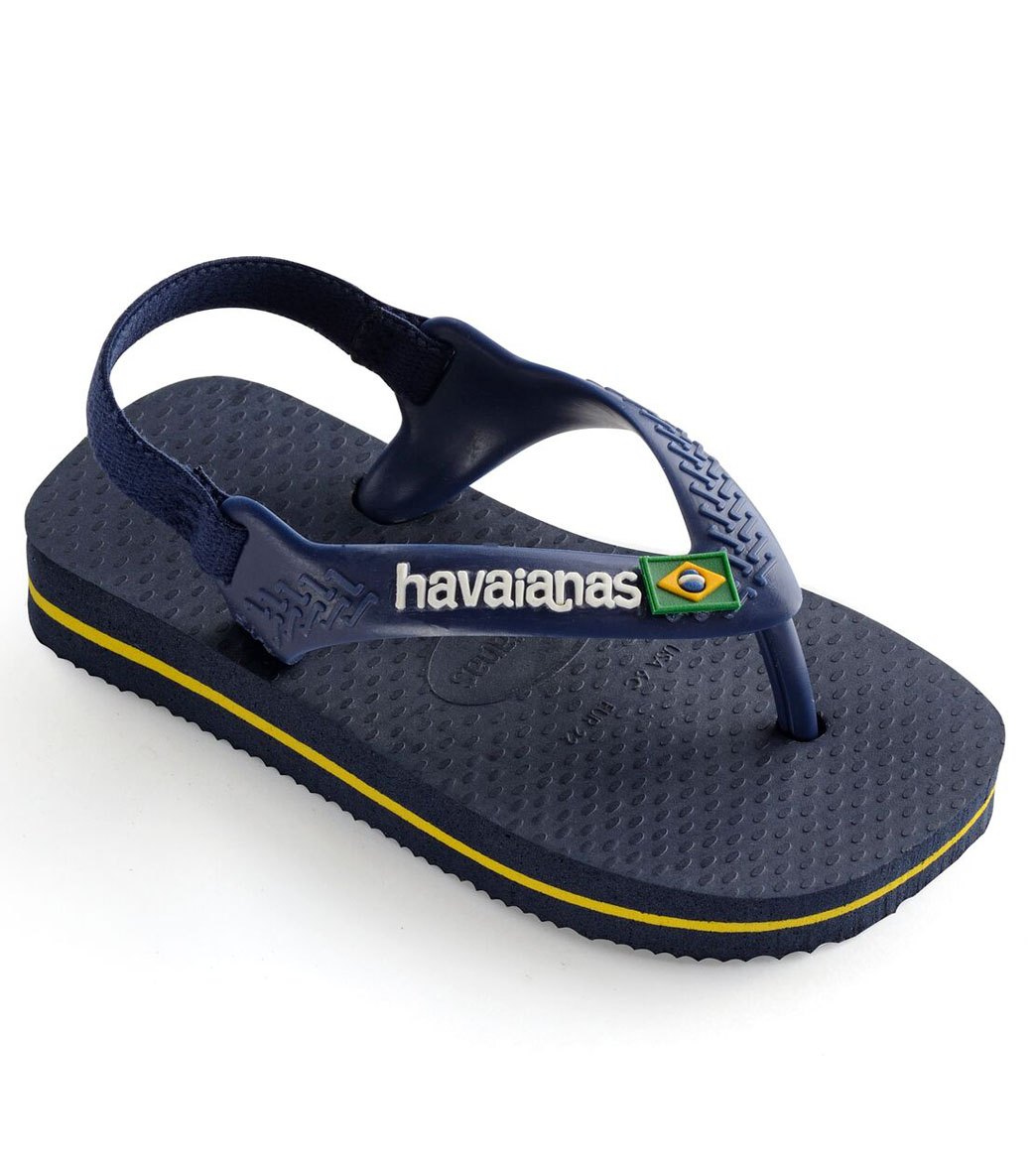Havaianas Brazil Logo Flip Flop - Navy Blue/Citrus Yellow Us 4/4.5 Brazil 17/18 - Swimoutlet.com