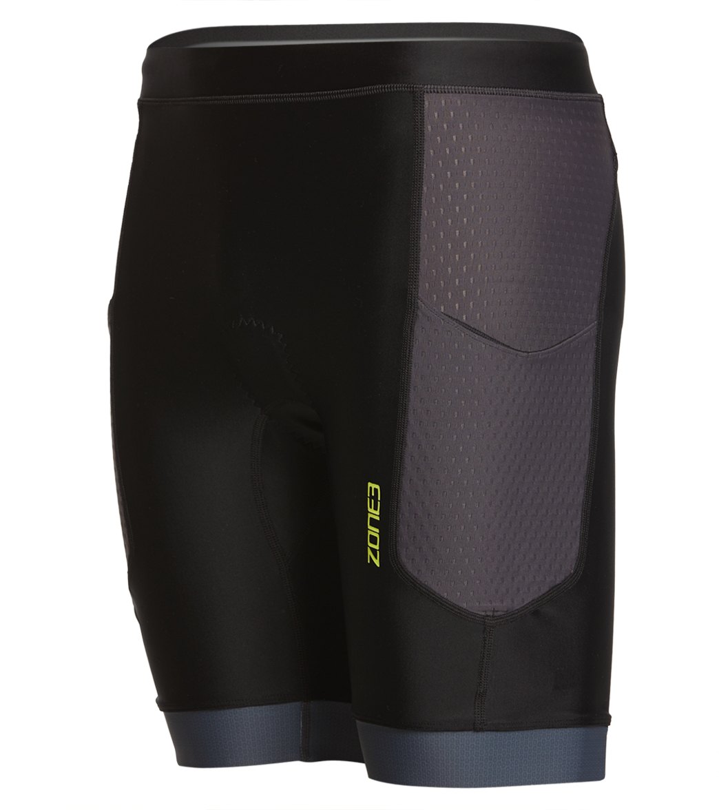Zone3 Men's Aquaflo Plus Tri Shorts - Black/Grey/Neon Green Large - Swimoutlet.com