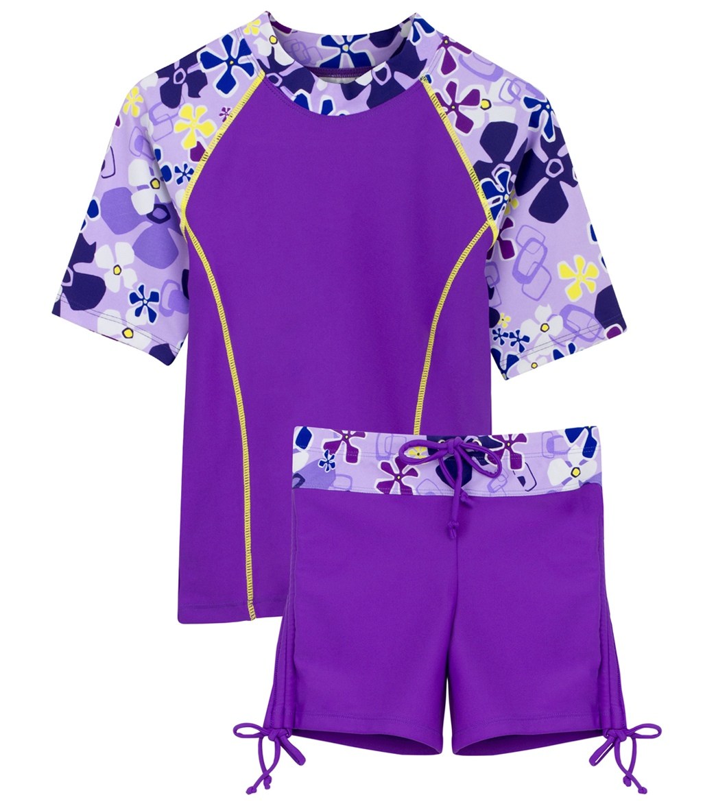Tuga Boys Two-Piece Short Sleeve Swim Suit Set 2-14 Years UPF 50 Swimwear